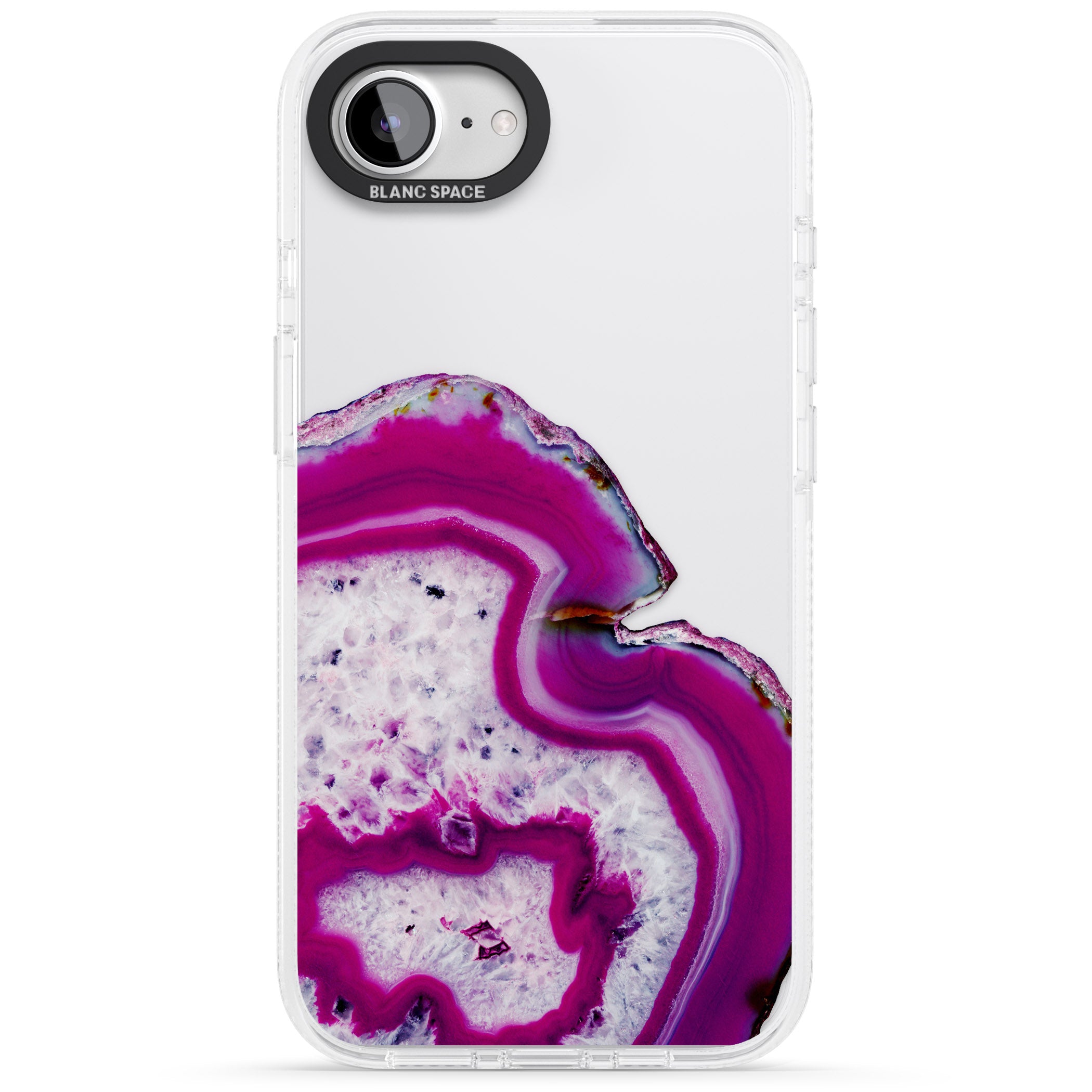 Violet & White Swirl Agate Crystal Clear Design iPhone 16e Clear Case Impact Air - Blanc Space
