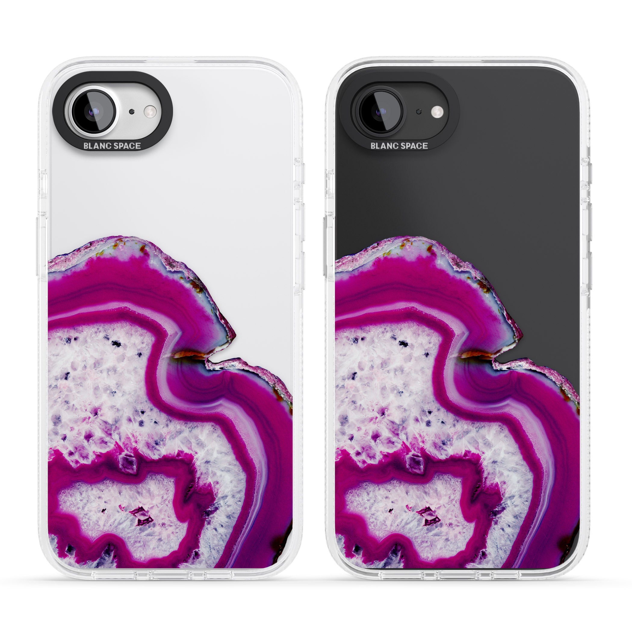 Violet & White Swirl Agate Crystal Clear Design iPhone 16e Clear Case Impact Air - Blanc Space