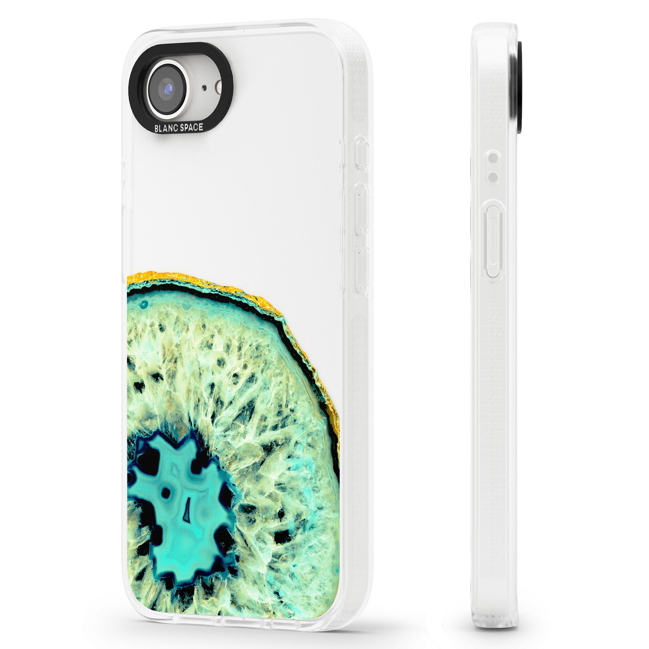 Turquoise & Green Gemstone Crystal Clear Design iPhone 16e Clear Case Impact Air - Blanc Space
