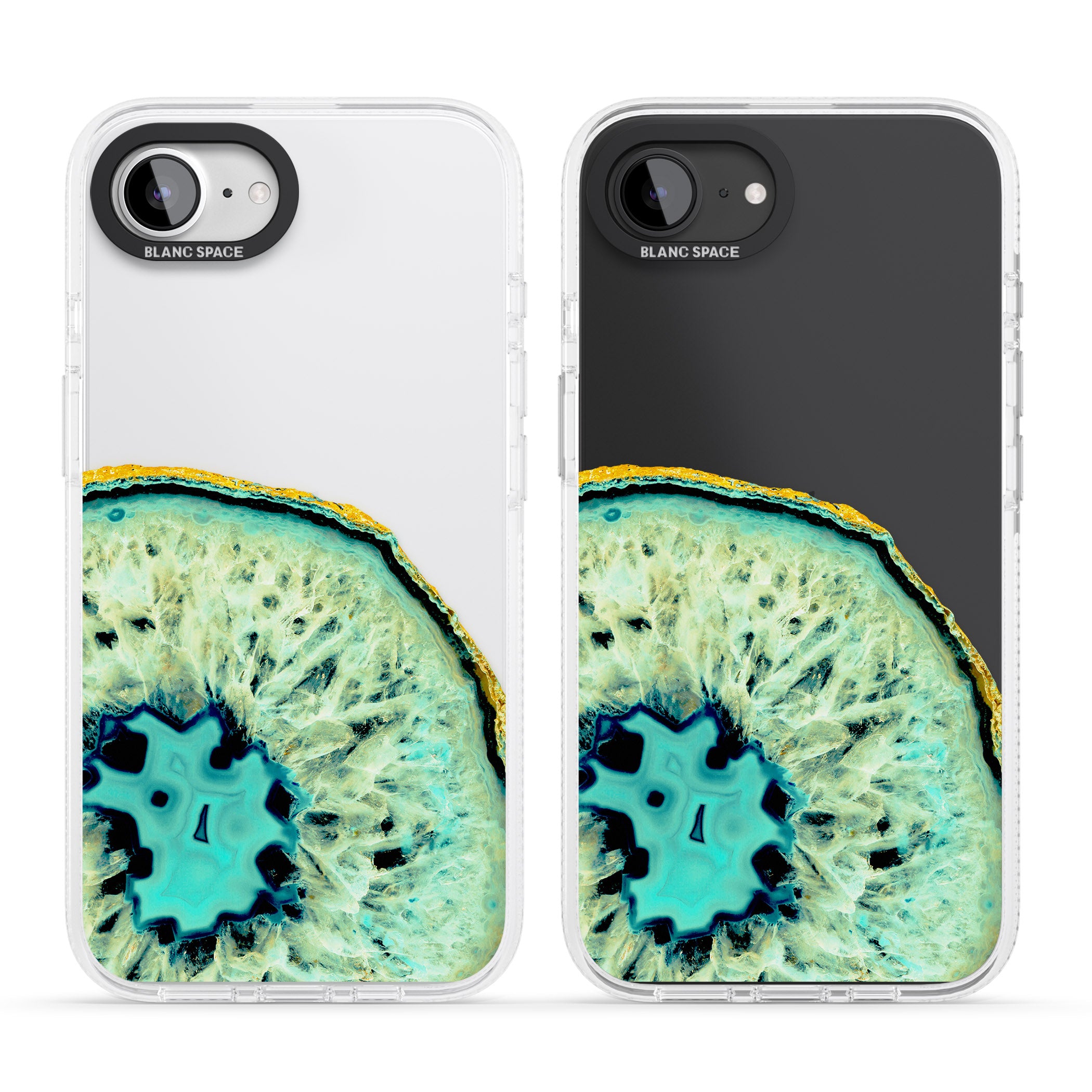 Turquoise & Green Gemstone Crystal Clear Design iPhone 16e Clear Case Impact Air - Blanc Space