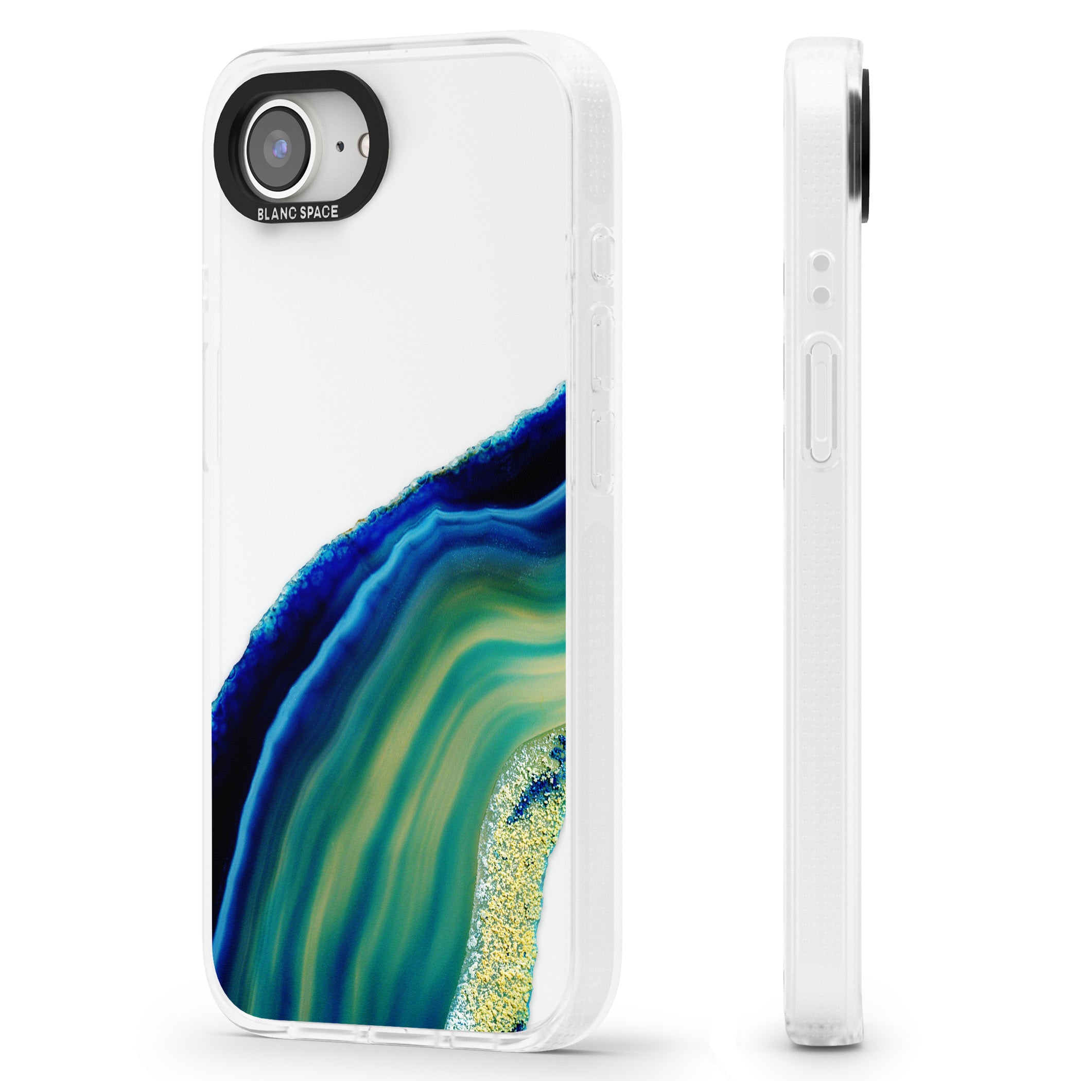 Green & Blue Gemstone Crystal iPhone 16e Clear Case Impact Air - Blanc Space
