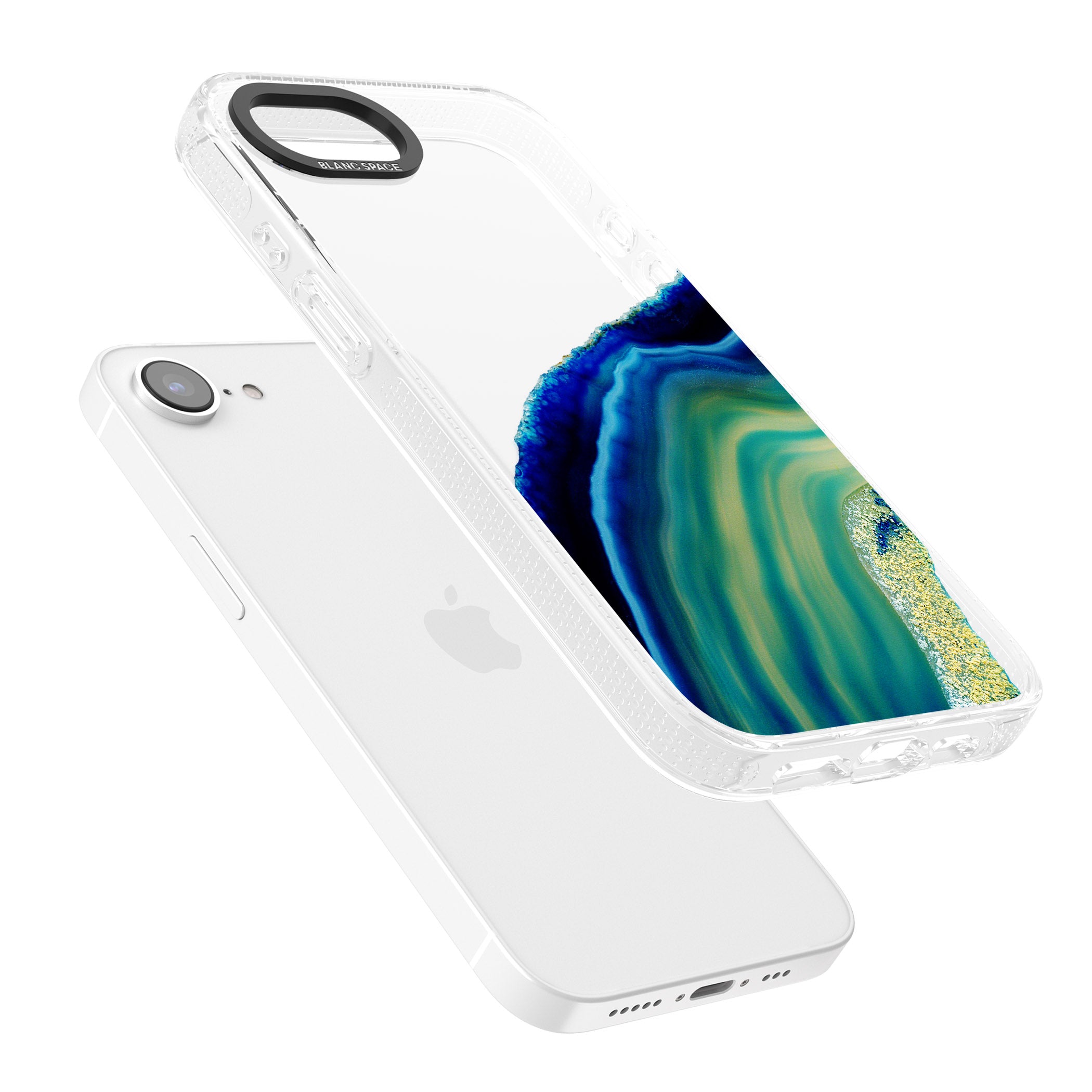 Green & Blue Gemstone Crystal iPhone 16e Clear Case Impact Air - Blanc Space