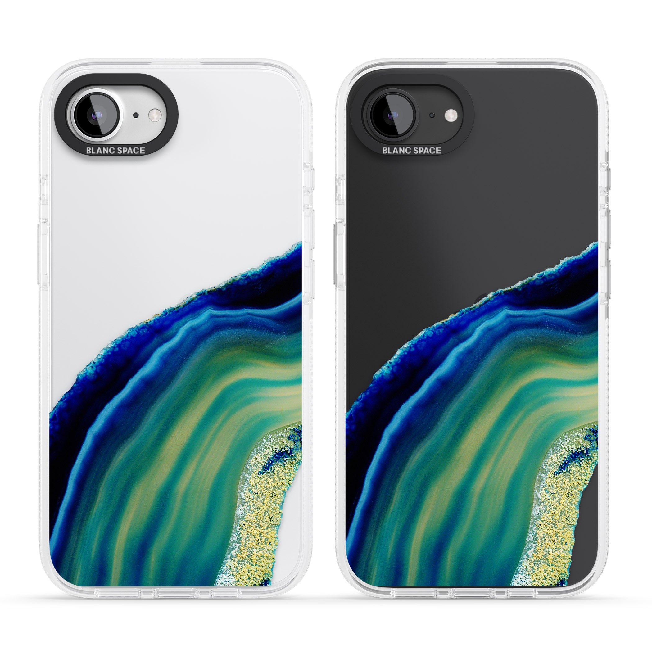 Green & Blue Gemstone Crystal iPhone 16e Clear Case Impact Air - Blanc Space