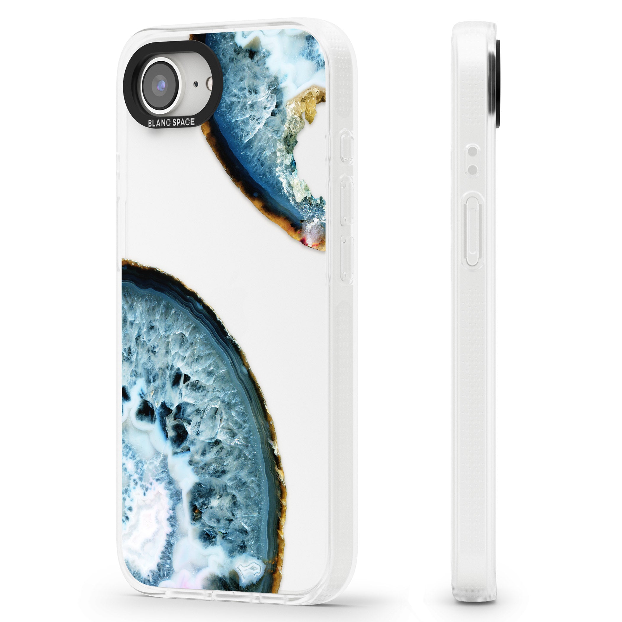 Blue, White & Yellow Agate Gemstone iPhone 16e Clear Case Impact Air - Blanc Space