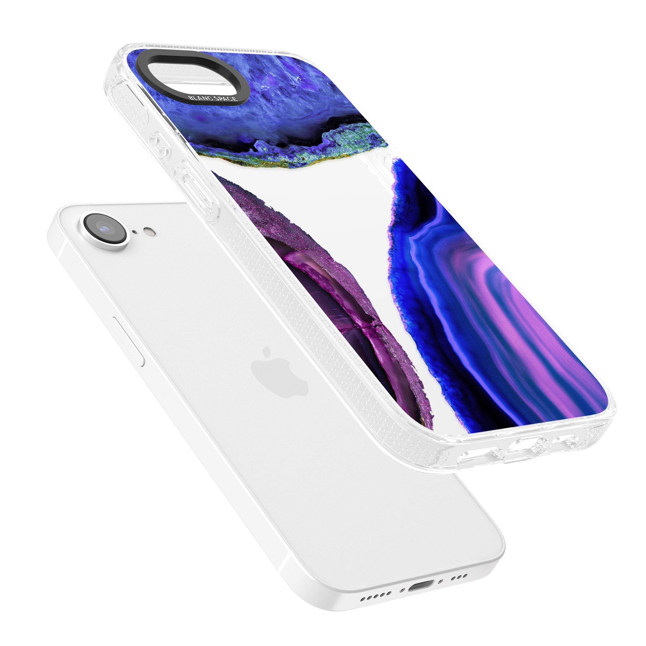 Purple & Blue Agate Gemstone Clear Design iPhone 16e Clear Case Impact Air - Blanc Space