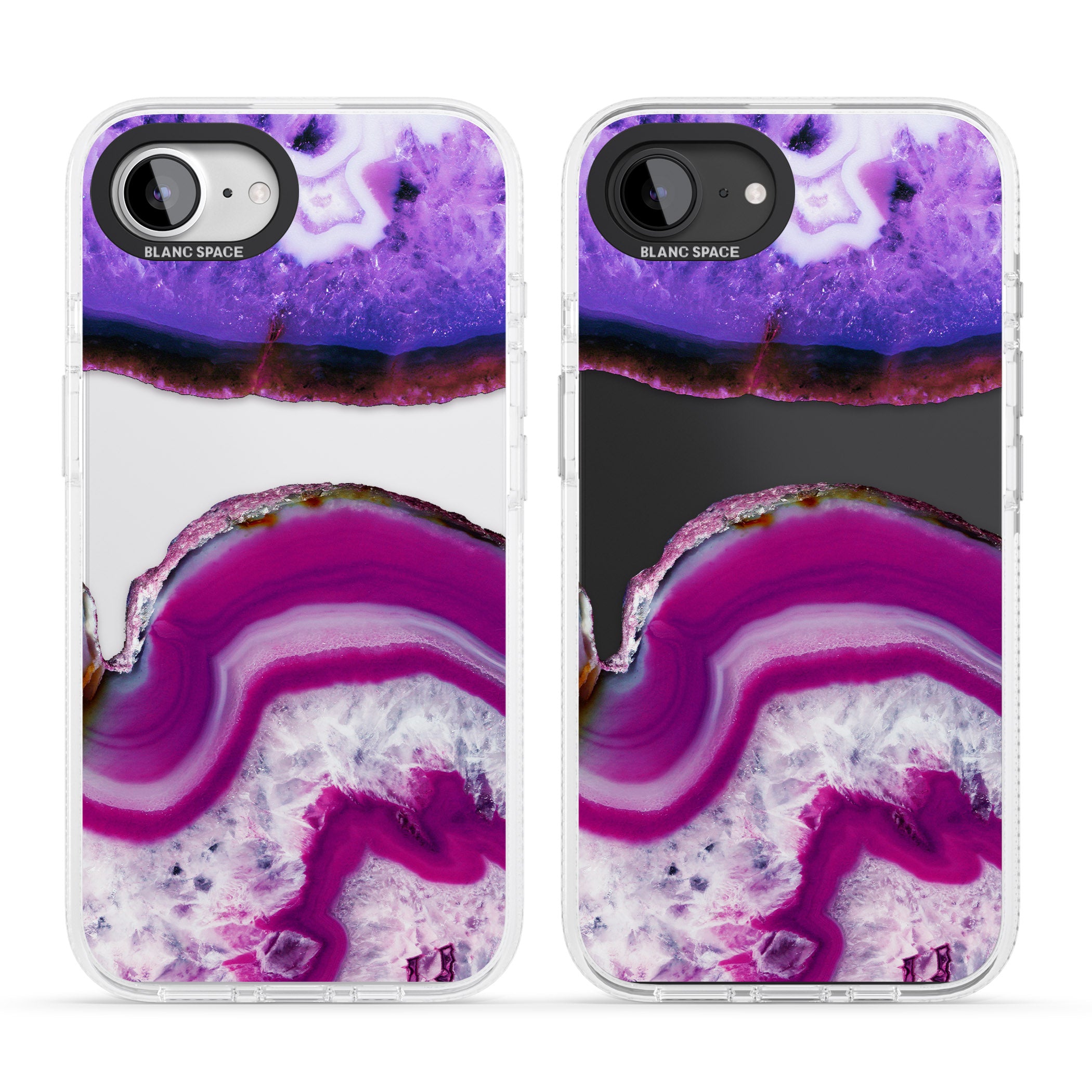 Purple & White Gemstone Crystal Clear Design iPhone 16e Clear Case Impact Air - Blanc Space