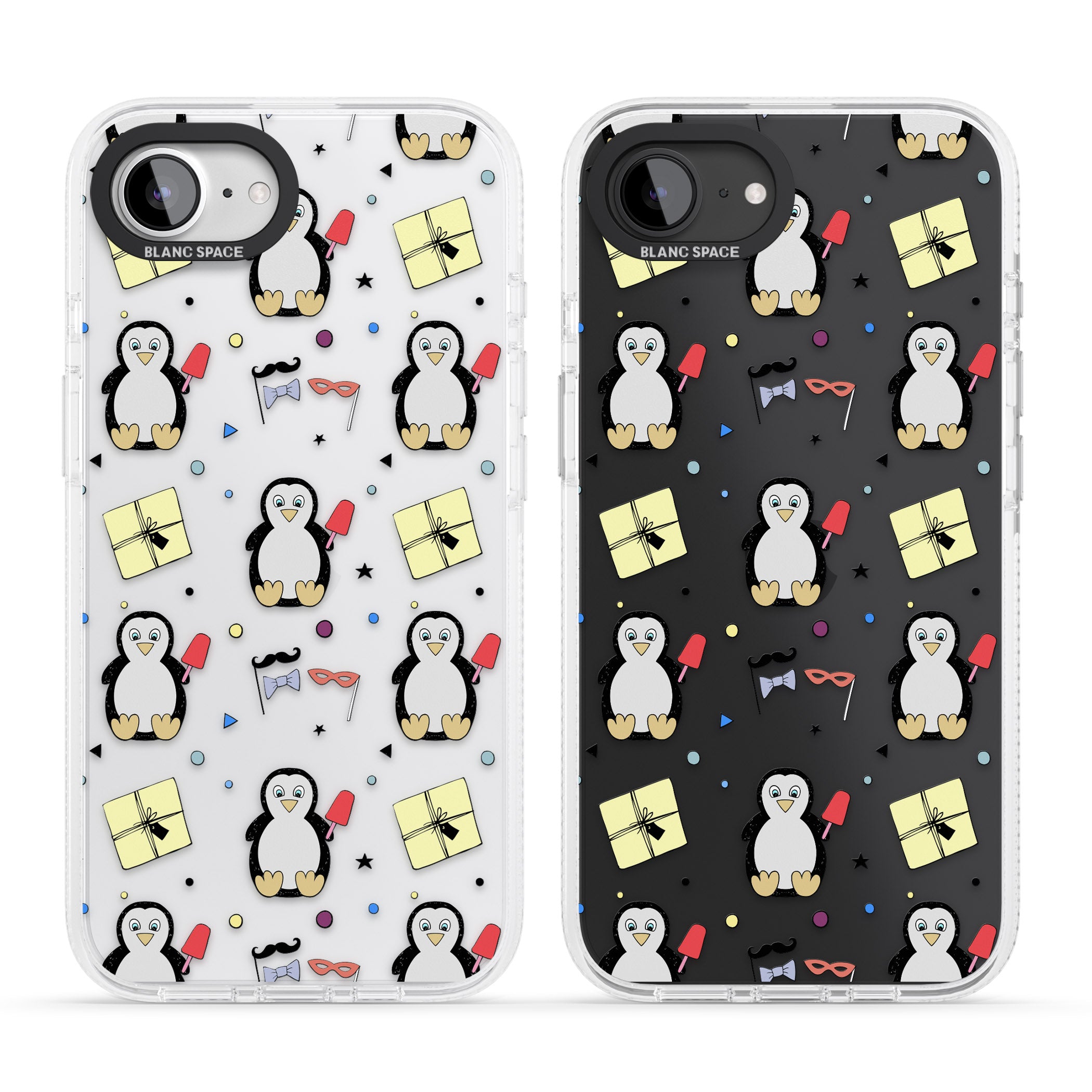 Cute Penguin Pattern Clear iPhone 16e Clear Case Impact Air - Blanc Space