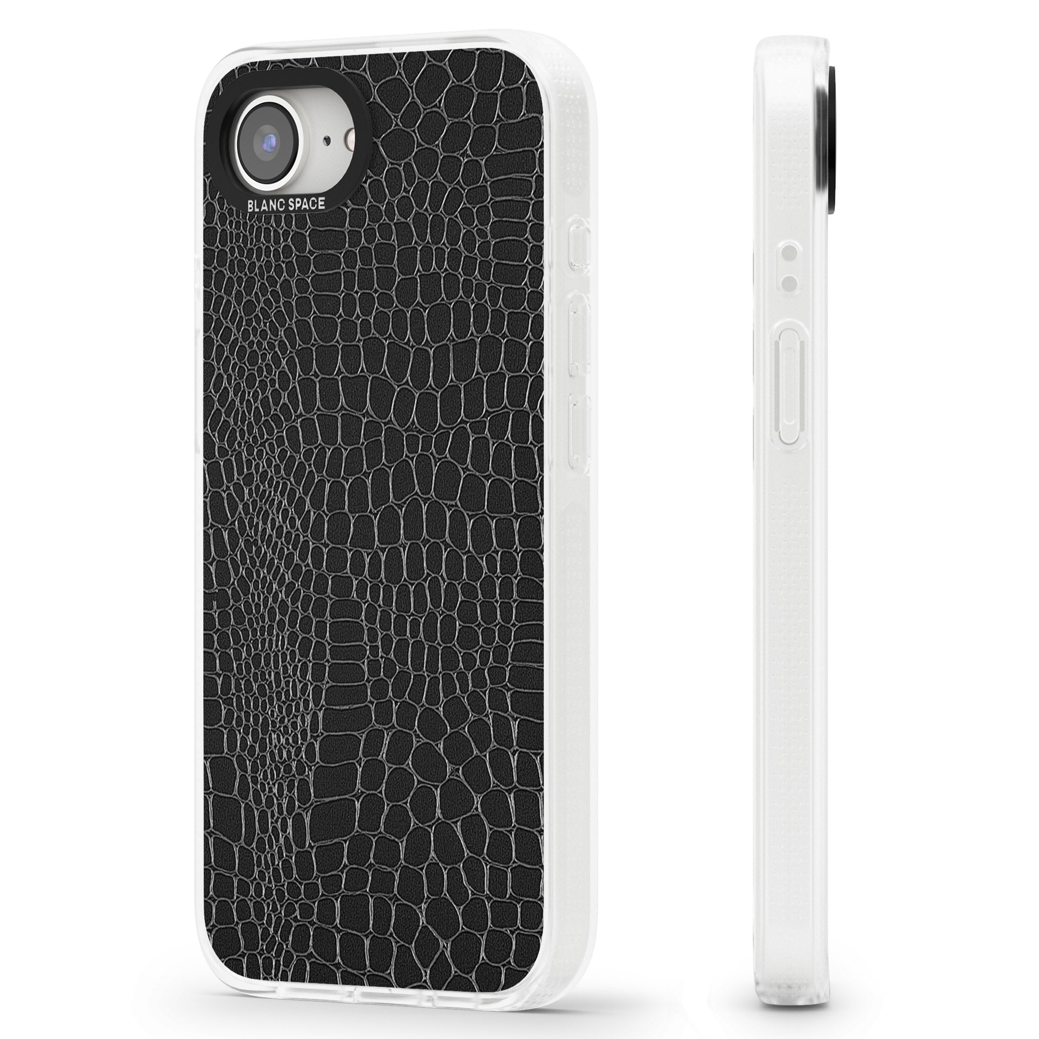 Black Snakeskin iPhone 16e Clear Case Impact Air - Blanc Space