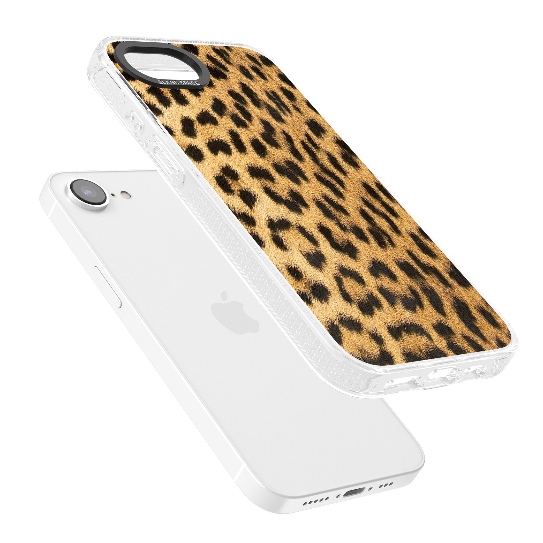 Designer Fashion Gold Leopard Print iPhone 16e Clear Case Impact Air - Blanc Space