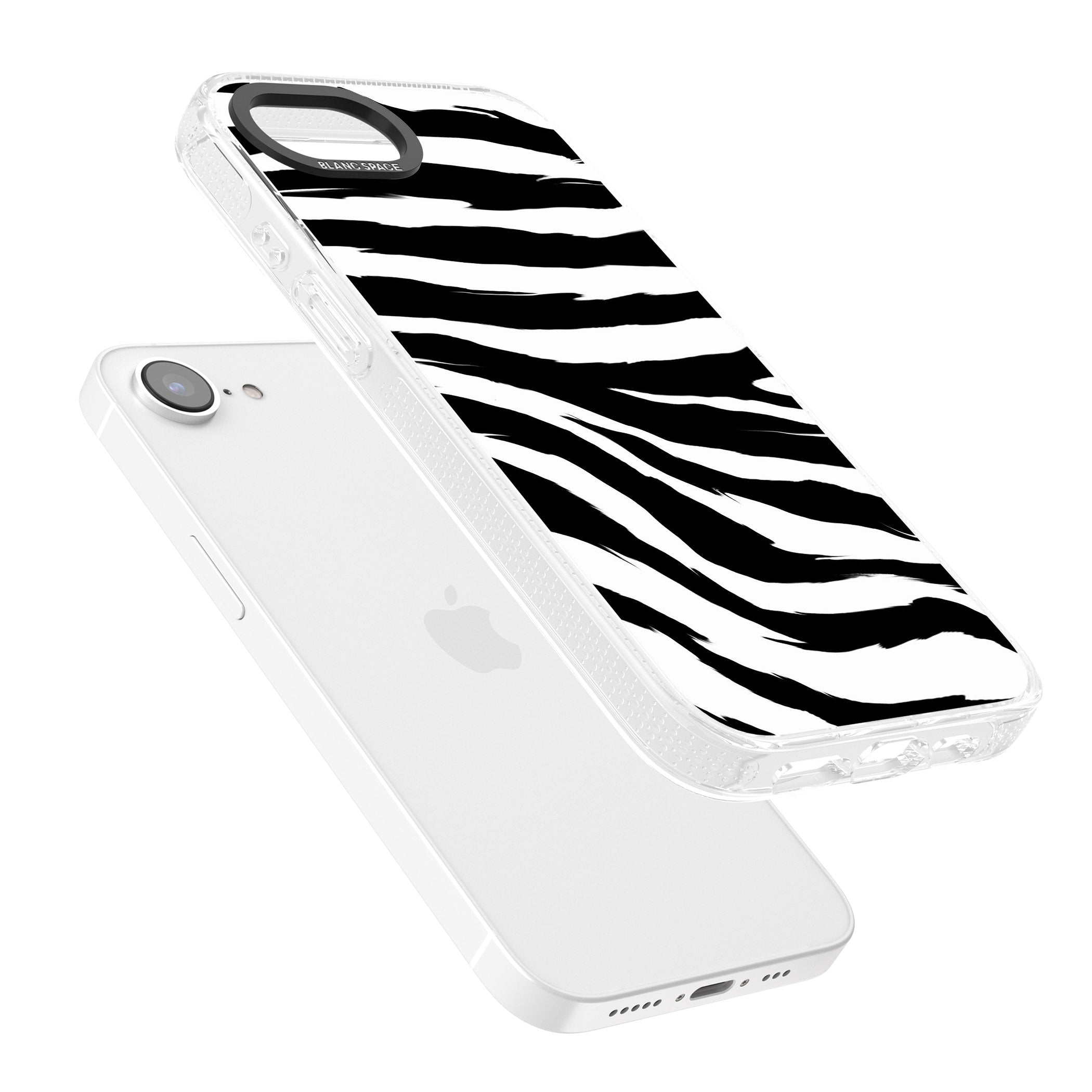 Black Zebra Print iPhone 16e Clear Case Impact Air - Blanc Space