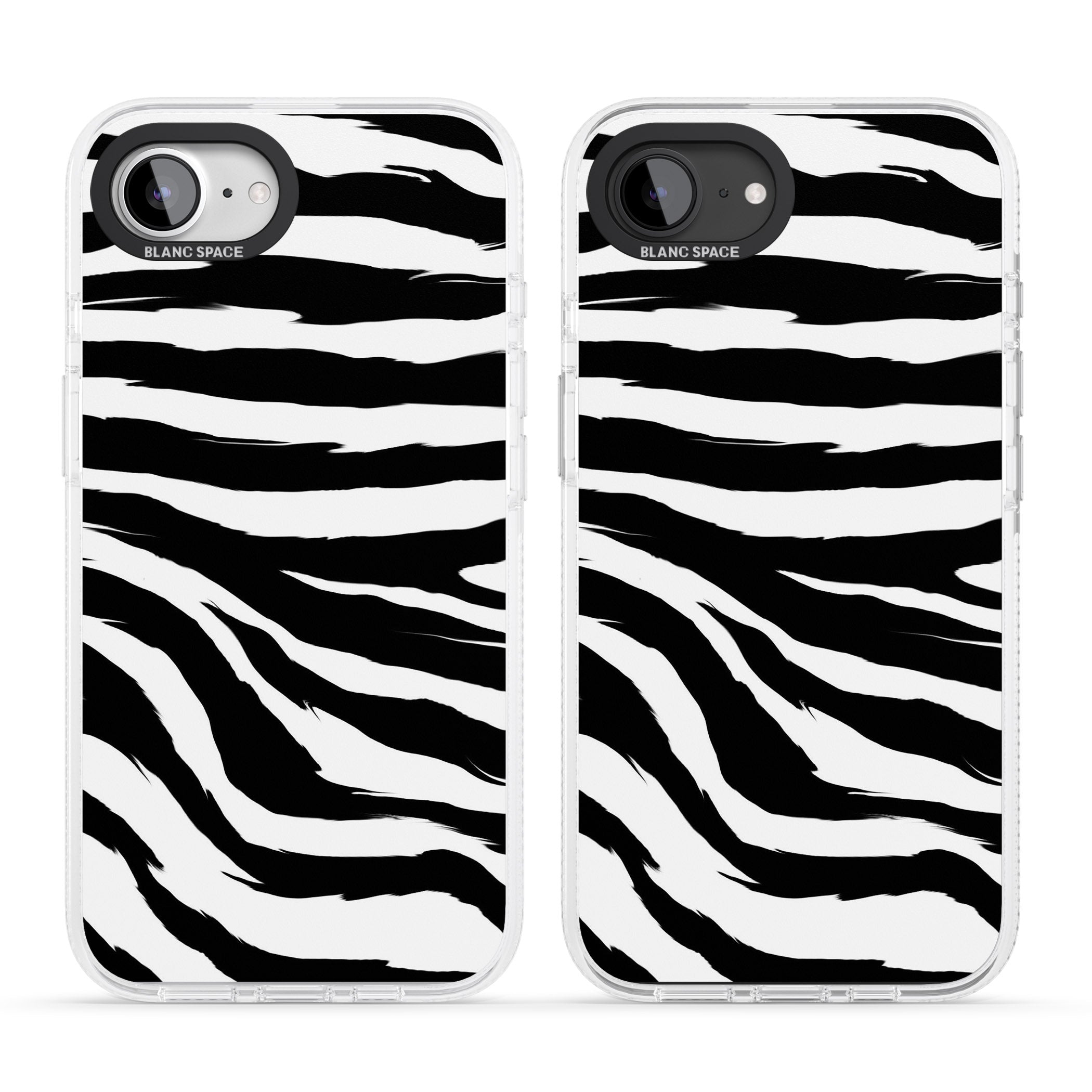 Black Zebra Print iPhone 16e Clear Case Impact Air - Blanc Space