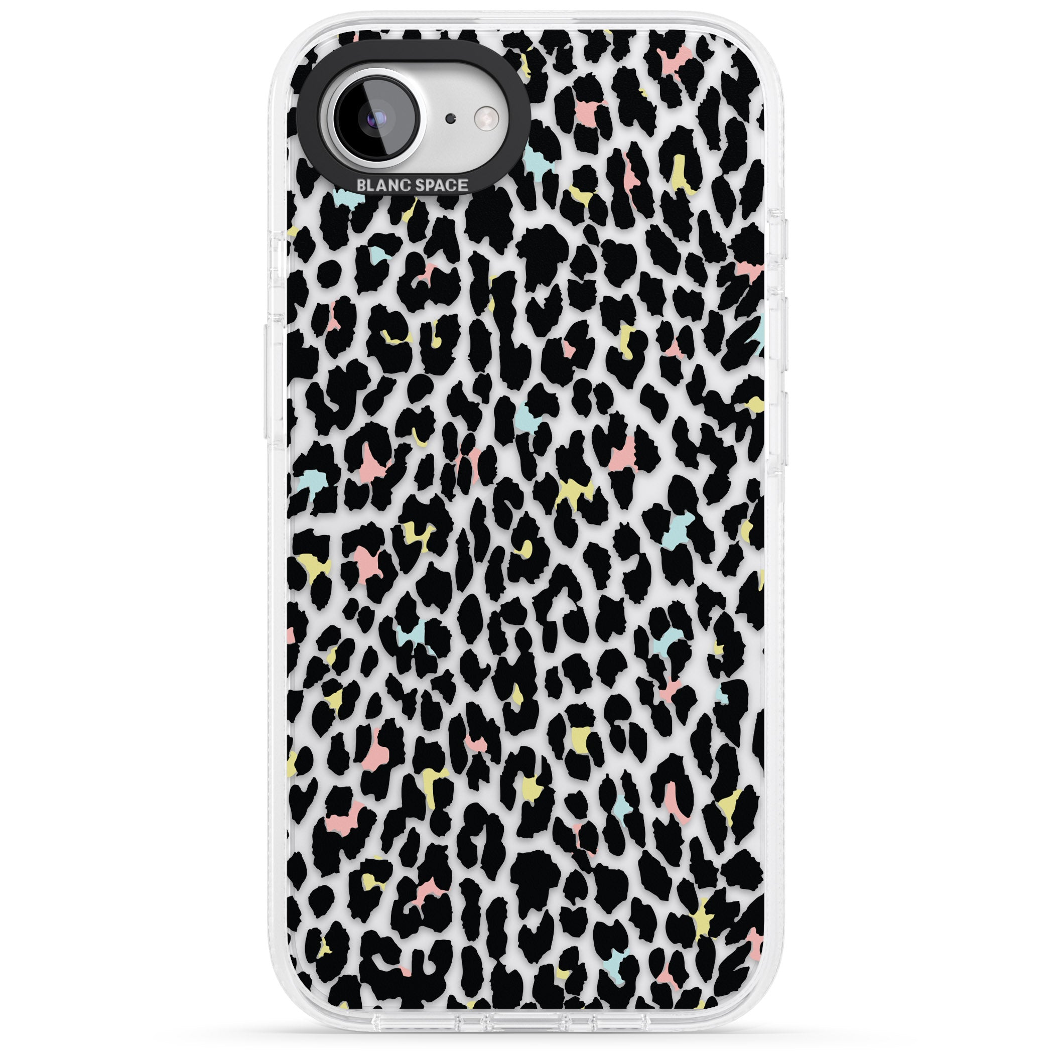 Mixed Pastels Leopard Print - Transparent iPhone 16e Clear Case Impact Air - Blanc Space