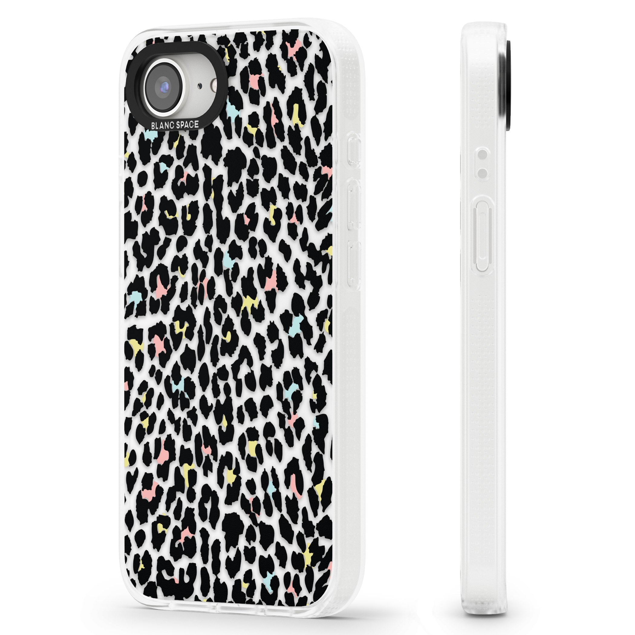 Mixed Pastels Leopard Print - Transparent iPhone 16e Clear Case Impact Air - Blanc Space