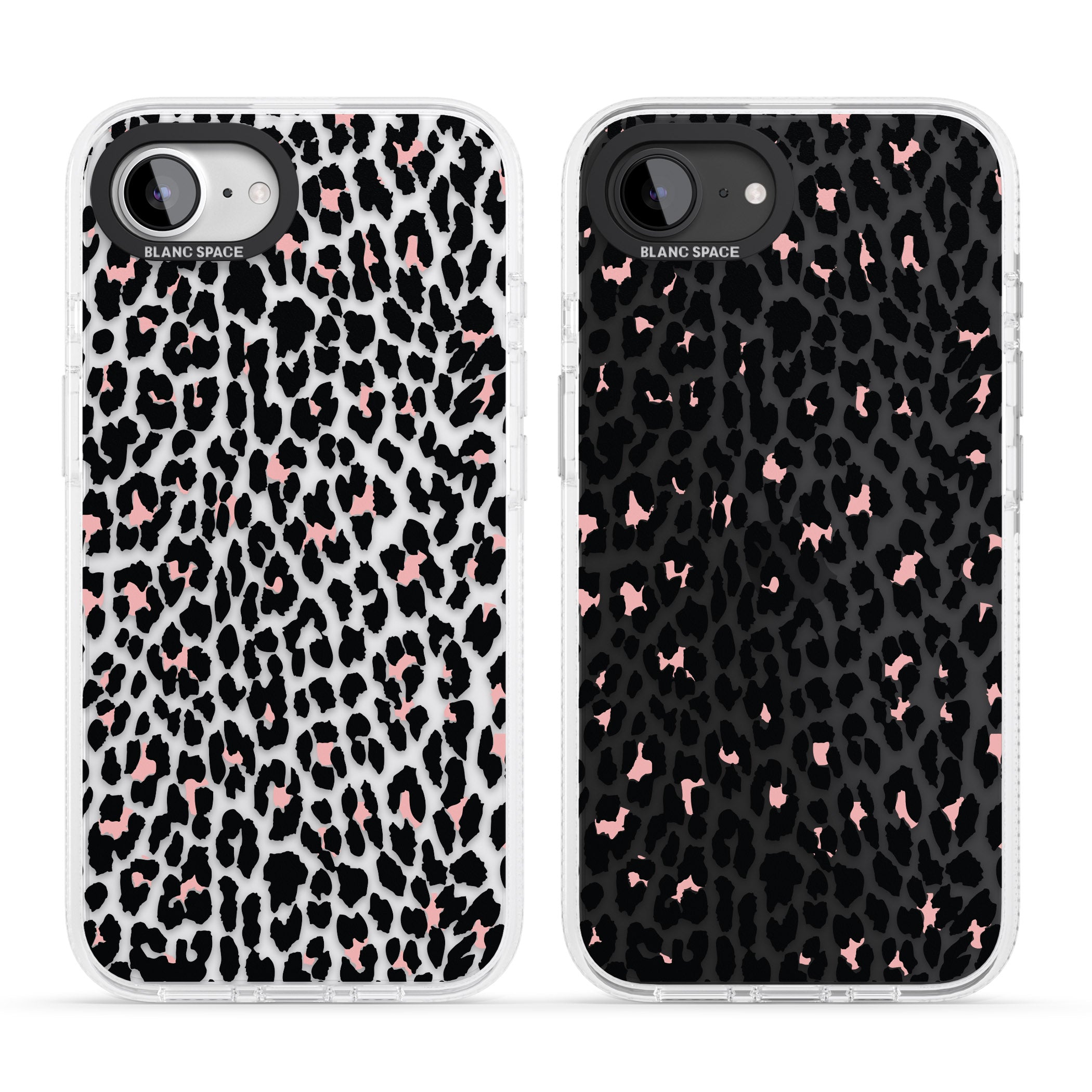 Light Pink Leopard Print - Transparent iPhone 16e Clear Case Impact Air - Blanc Space