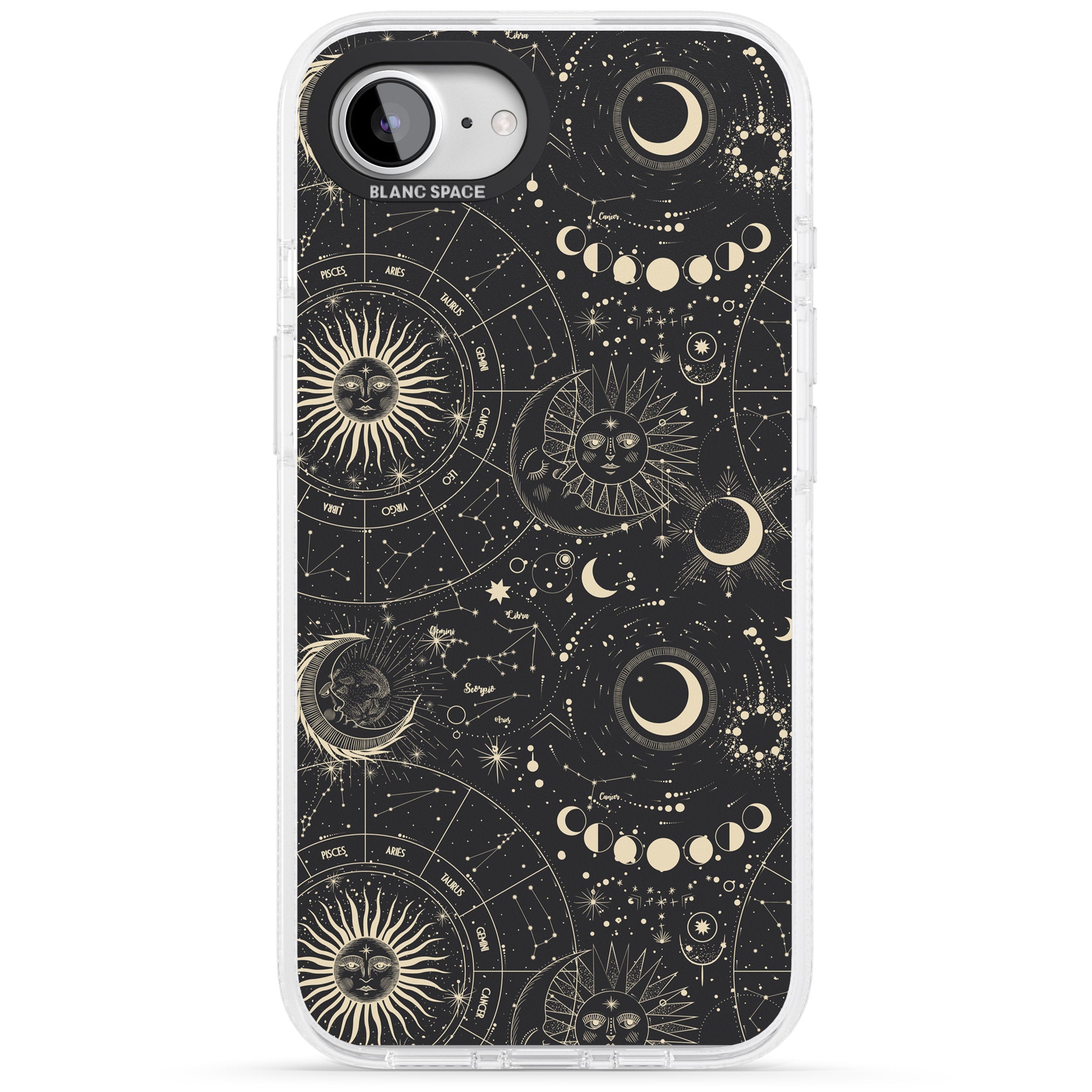 Suns, Moons & Star Signs iPhone 16e Clear Case Impact Air - Blanc Space