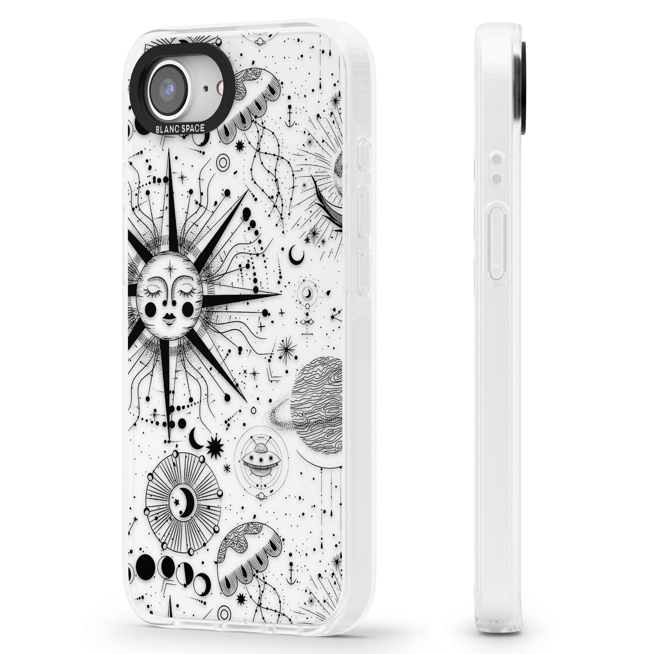 Large Sun Vintage Astrological iPhone 16e Clear Case Impact Air - Blanc Space