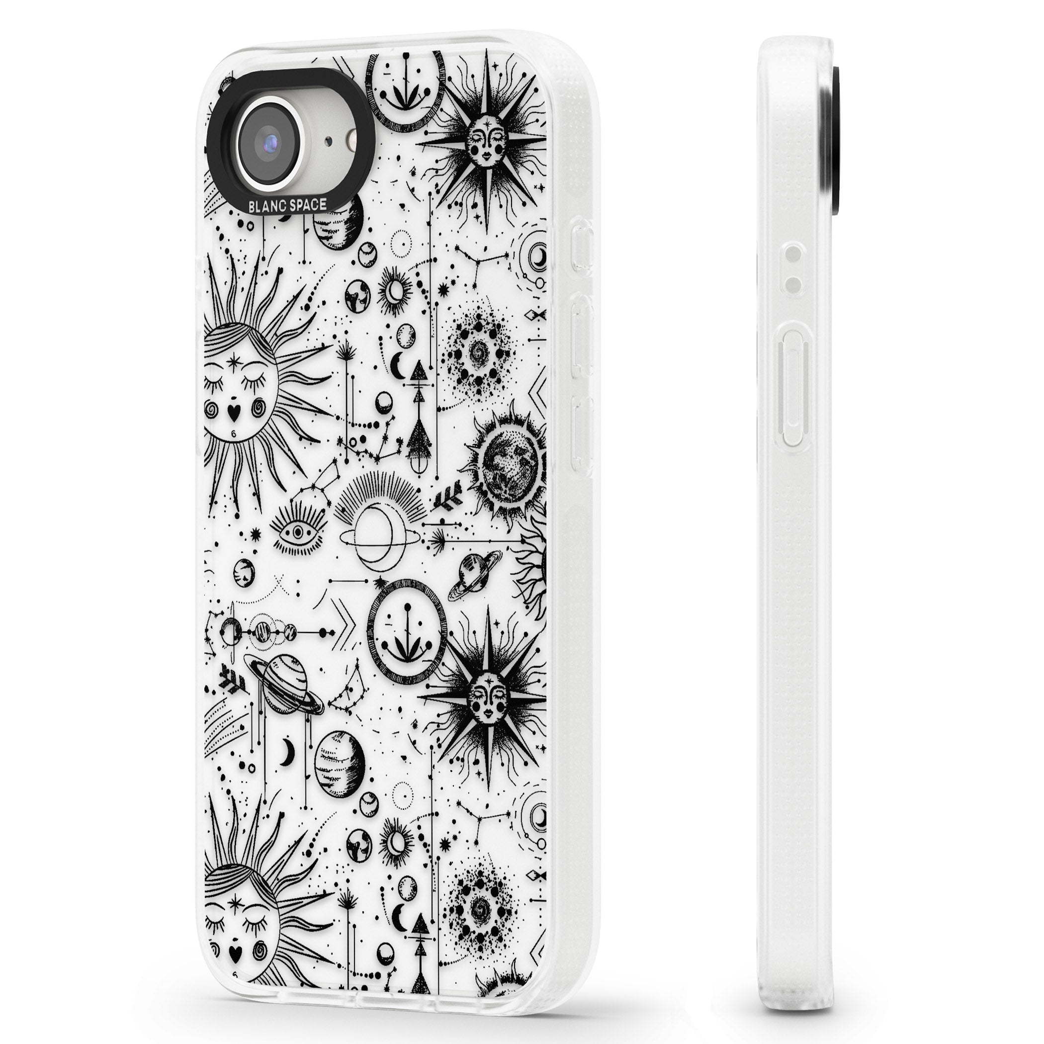 Suns & Planets Vintage Astrological iPhone 16e Clear Case Impact Air - Blanc Space