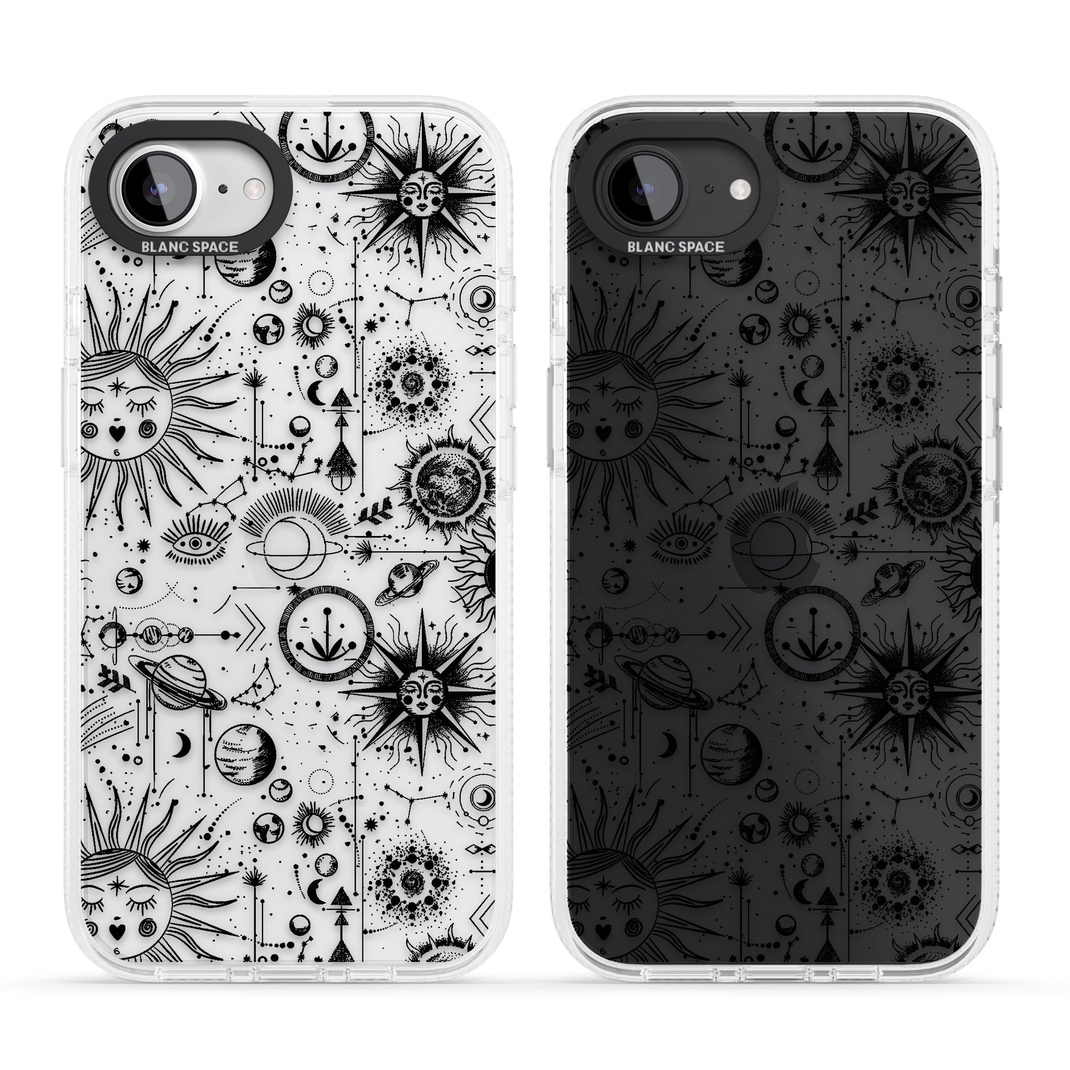 Suns & Planets Vintage Astrological iPhone 16e Clear Case Impact Air - Blanc Space