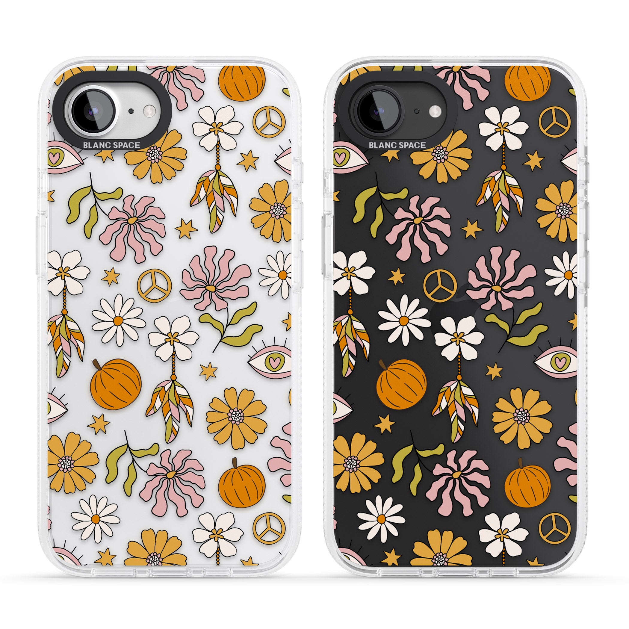 Retro Boho Fall Floral iPhone 16e Clear Case Impact Air - Blanc Space