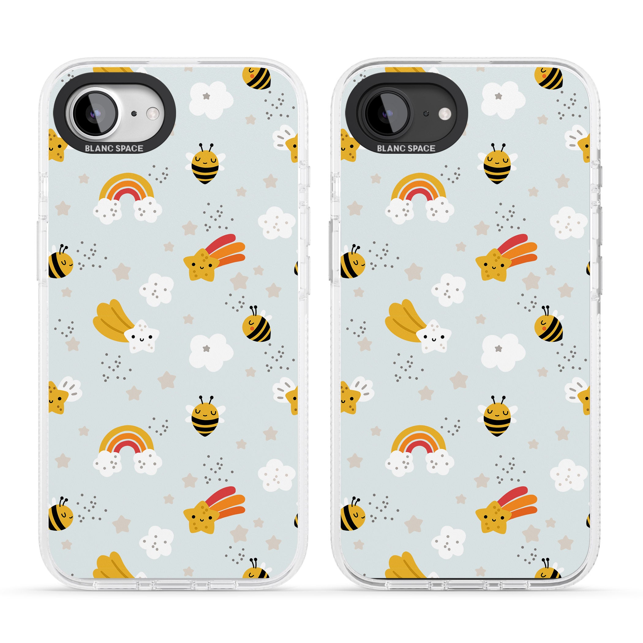Sweet As Honey Patterns: Bees & Rainbows iPhone 16e Clear Case Impact Air - Blanc Space