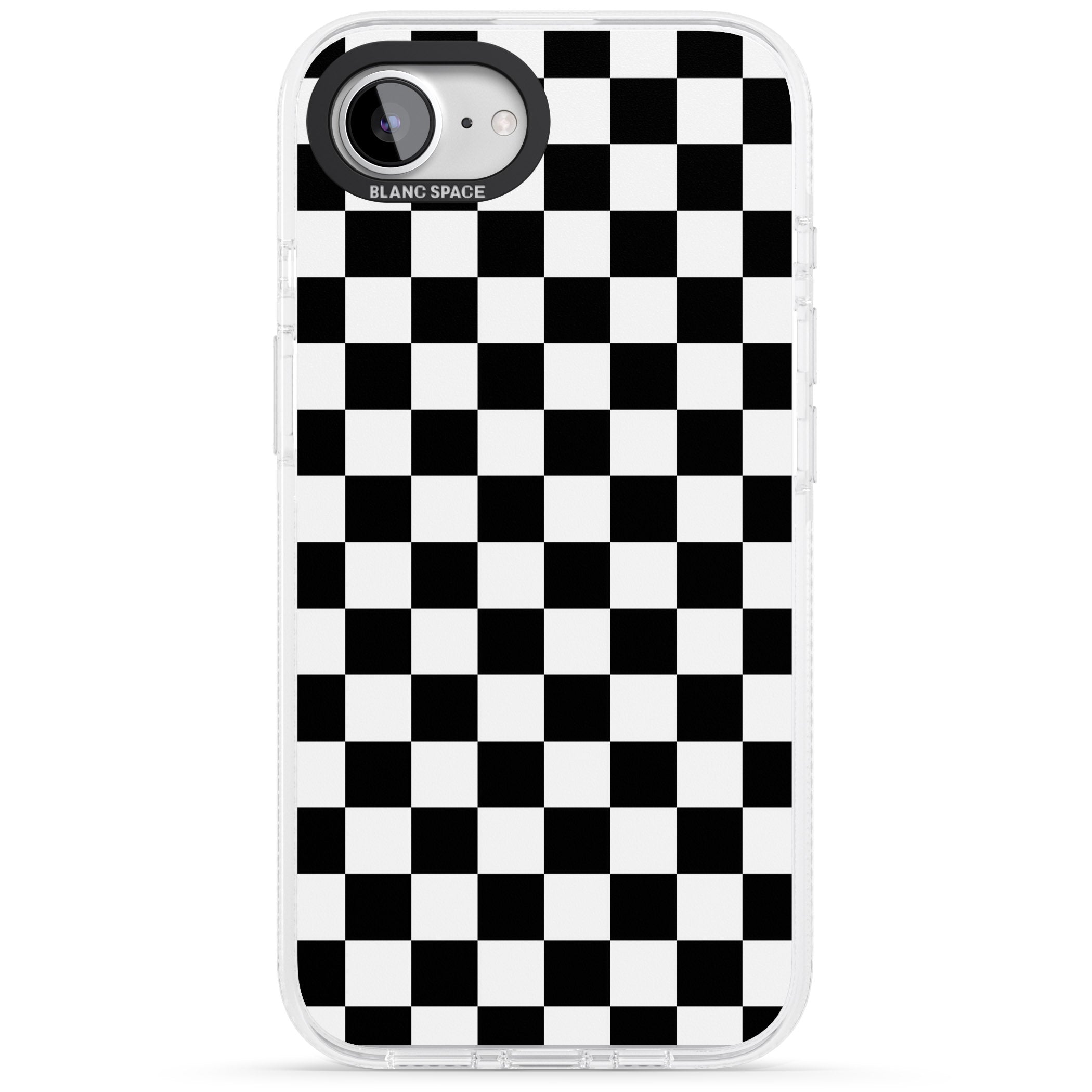 Black Checkered iPhone 16e Clear Case Impact Air - Blanc Space