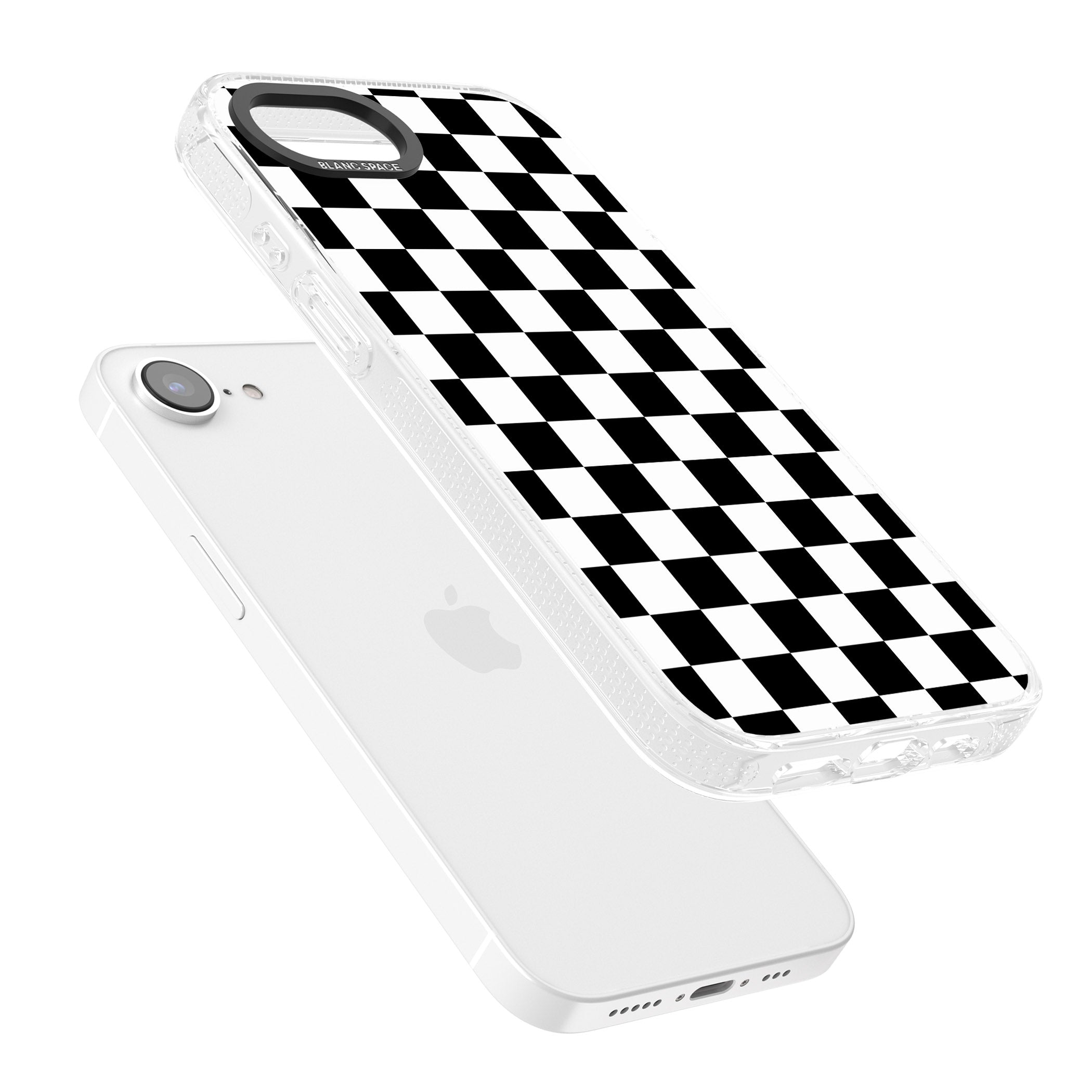 Black Checkered iPhone 16e Clear Case Impact Air - Blanc Space