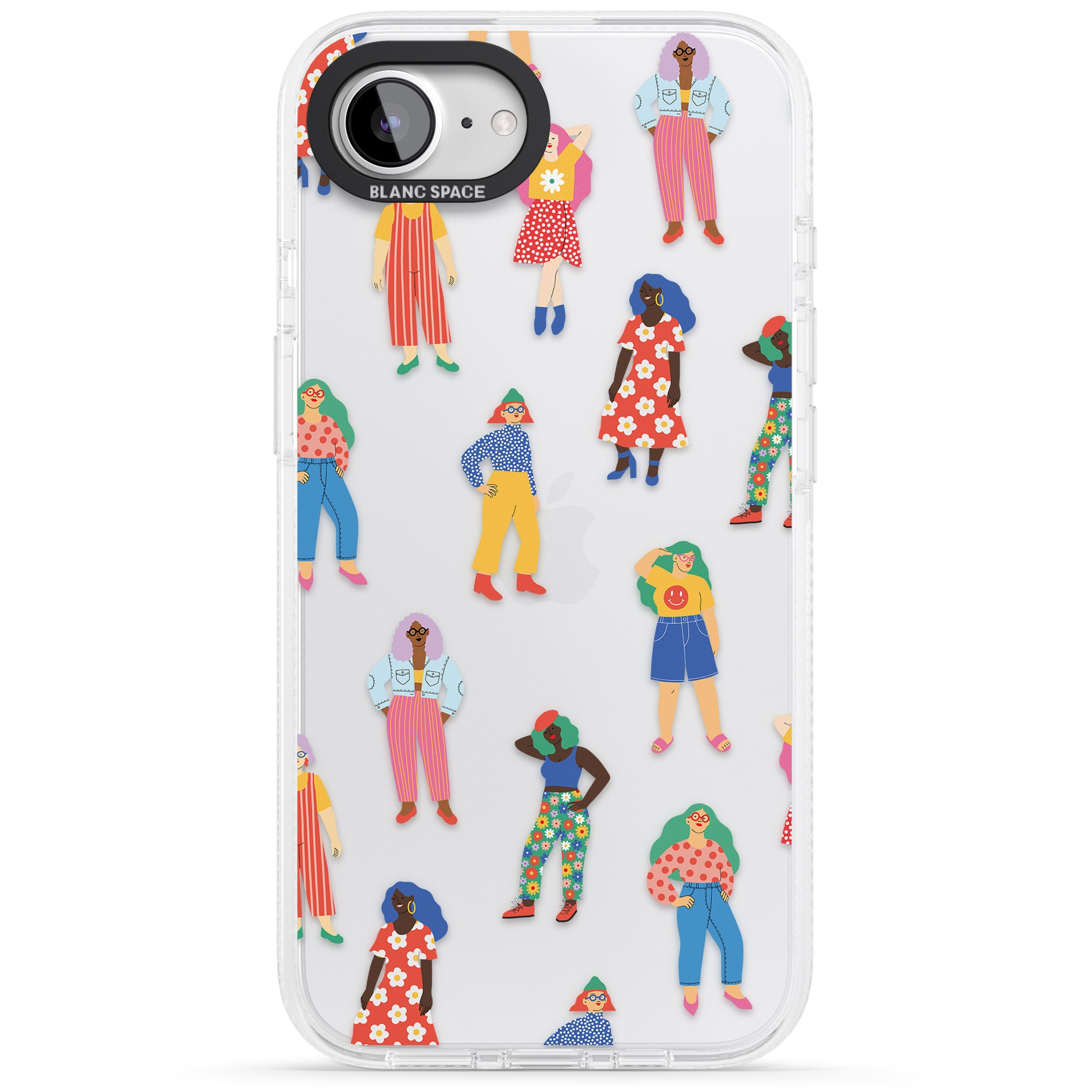 Girls Pattern iPhone 16e Clear Case Impact Air - Blanc Space