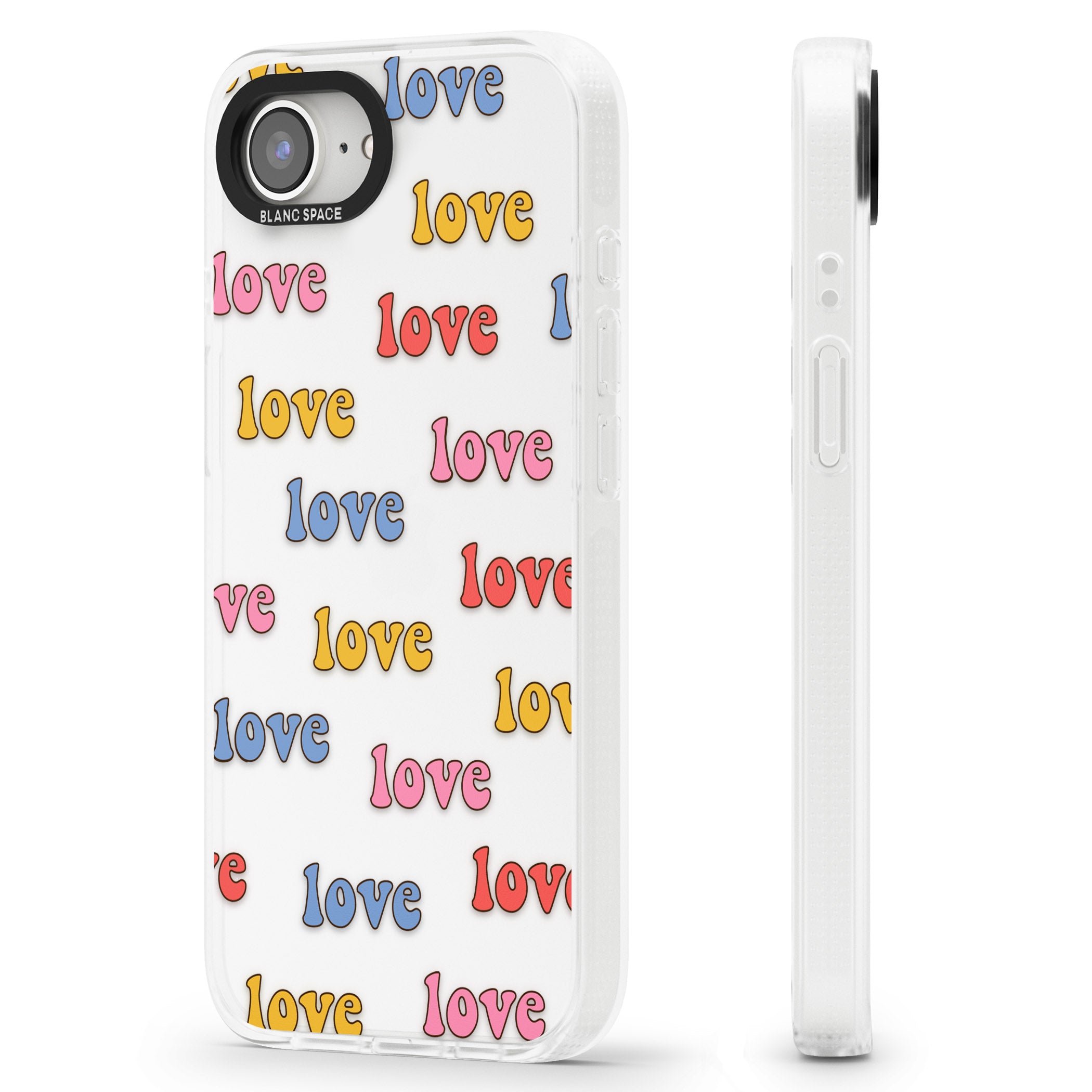Love Pattern iPhone 16e Clear Case Impact Air - Blanc Space