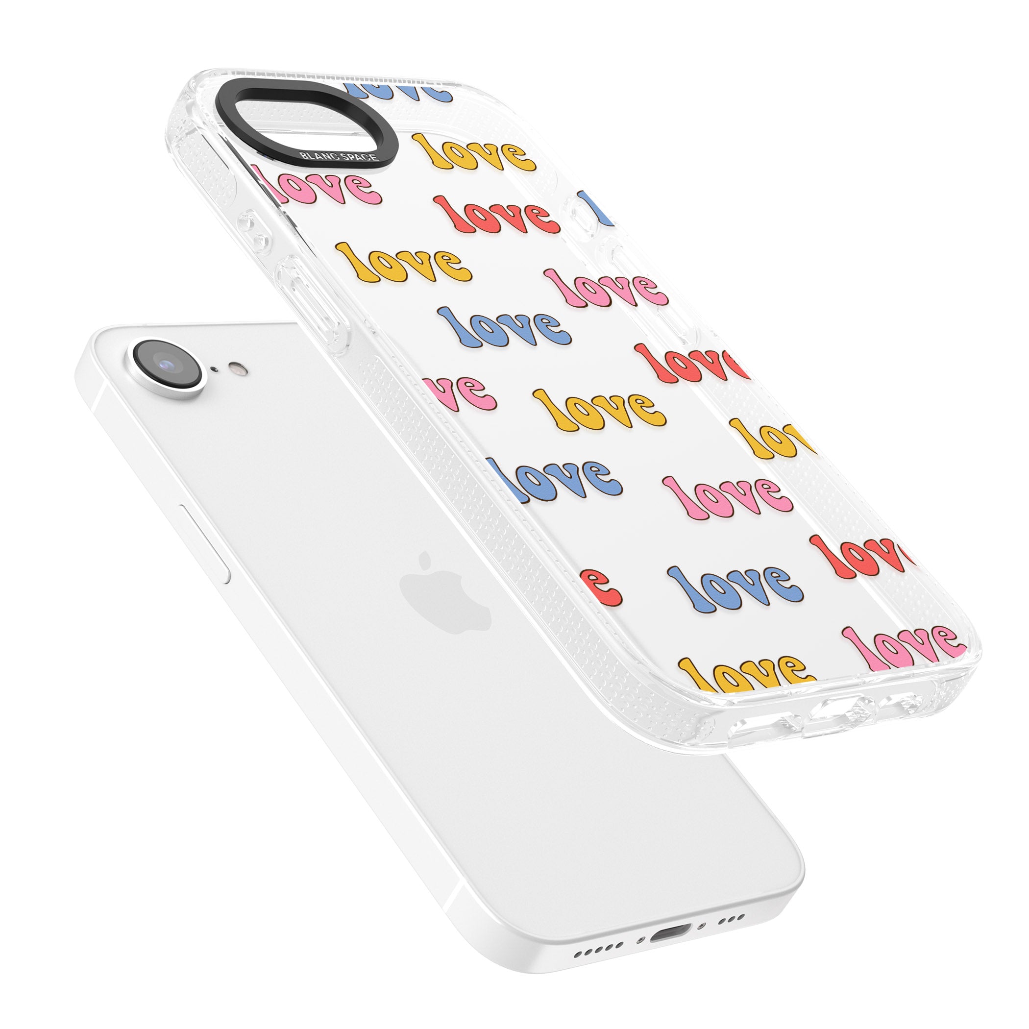 Love Pattern iPhone 16e Clear Case Impact Air - Blanc Space