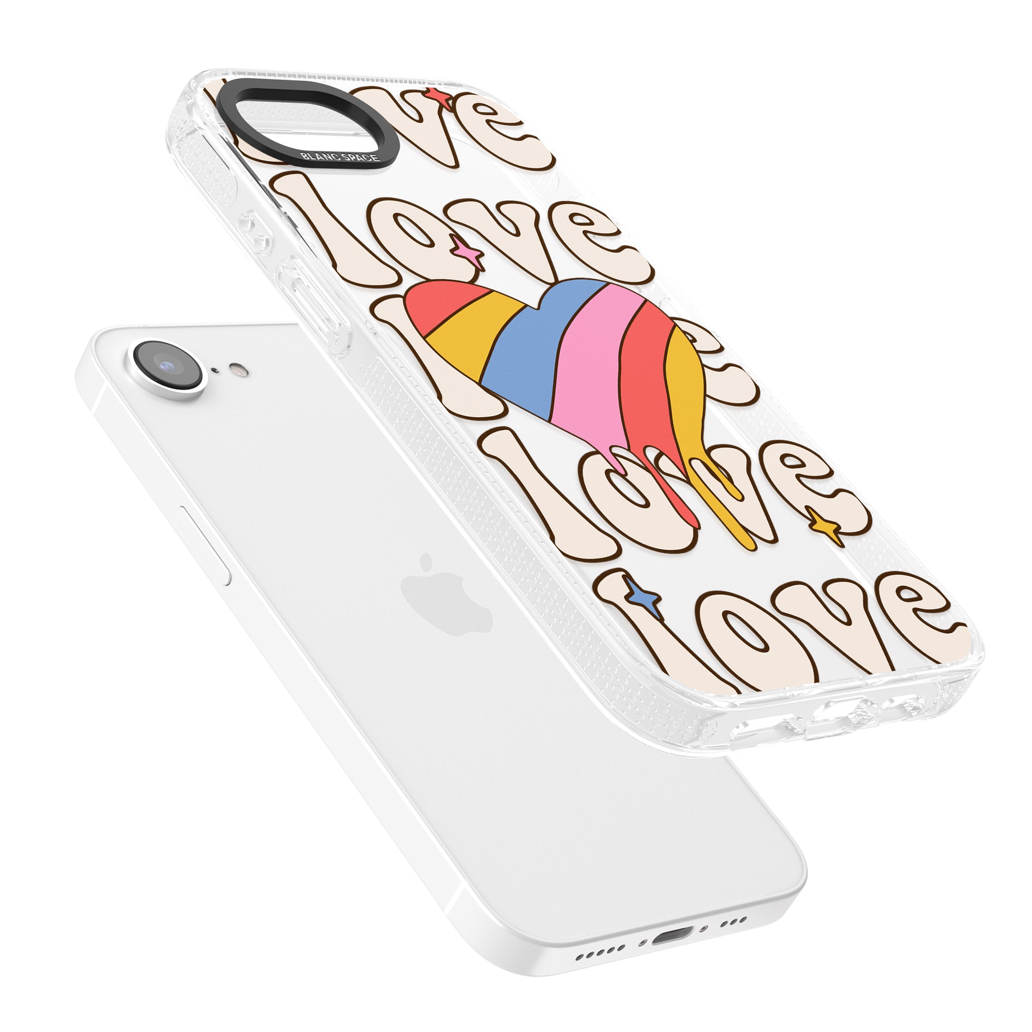 Groovy Love iPhone 16e Clear Case Impact Air - Blanc Space