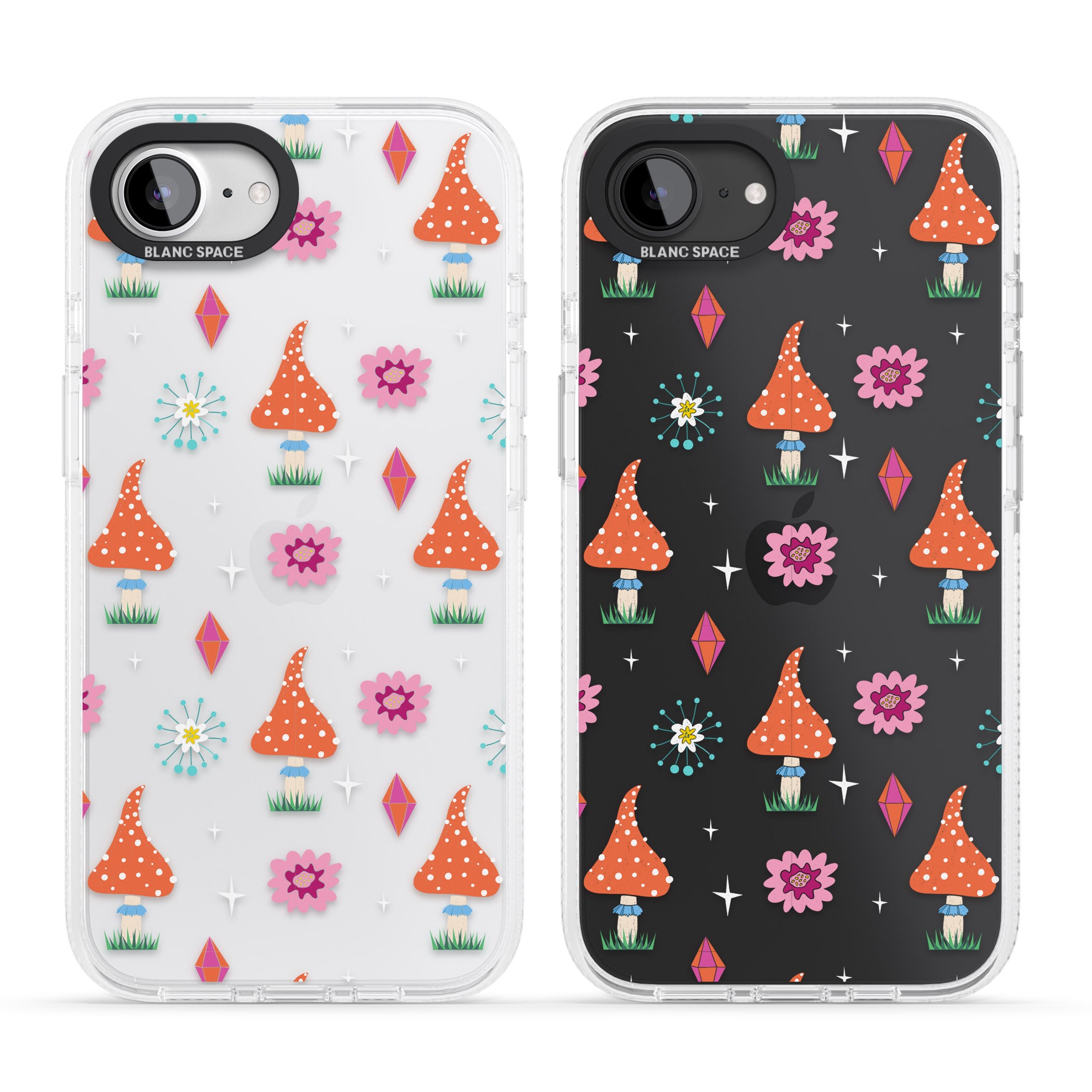 Boho Celestial Mushroom & Crystal iPhone 16e Clear Case Impact Air - Blanc Space