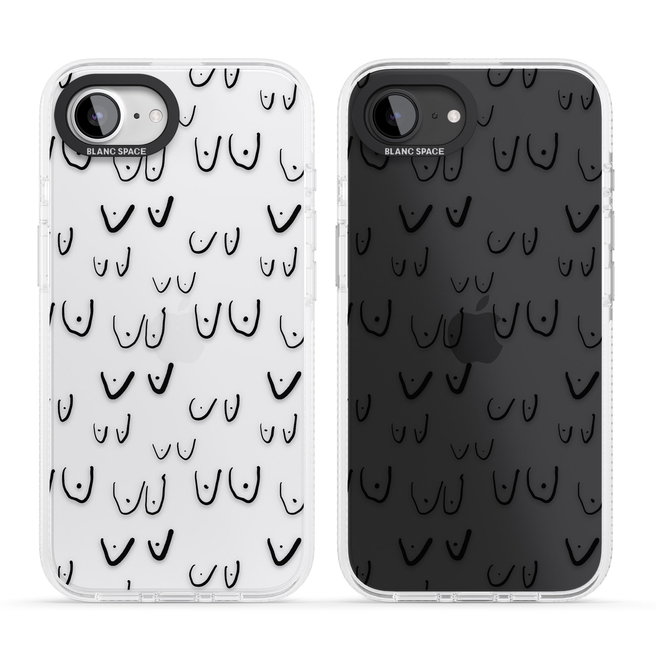 Free the boob (Black) iPhone 16e Clear Case Impact Air - Blanc Space