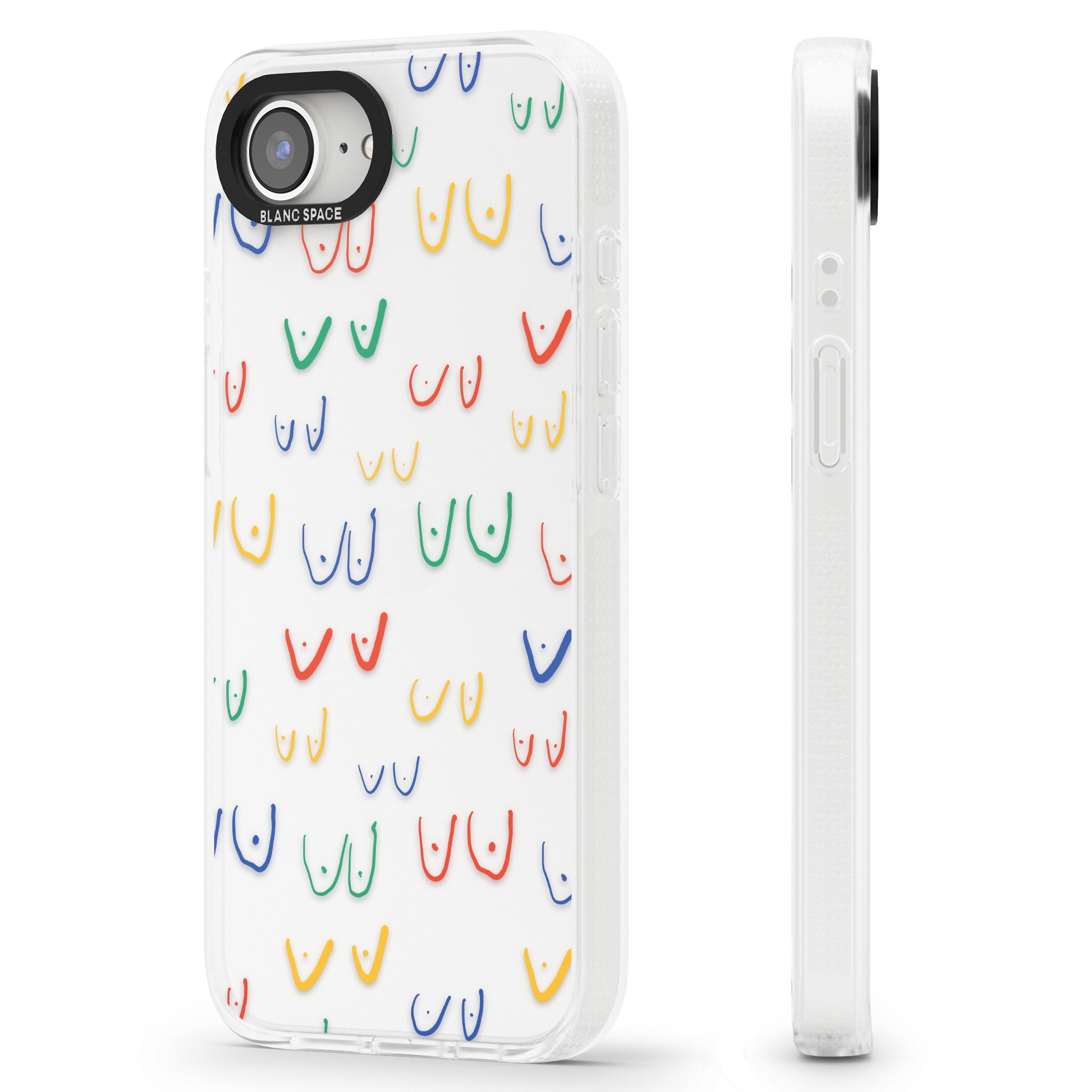 Free the boob (Mixed Colours) iPhone 16e Clear Case Impact Air - Blanc Space