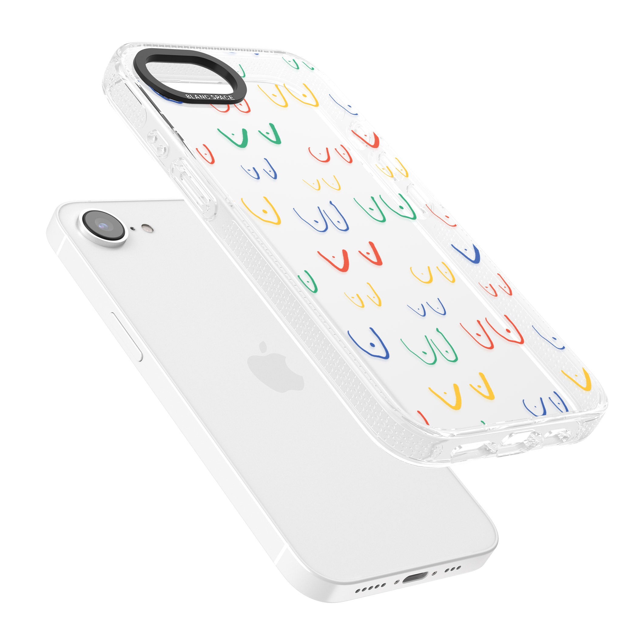Free the boob (Mixed Colours) iPhone 16e Clear Case Impact Air - Blanc Space