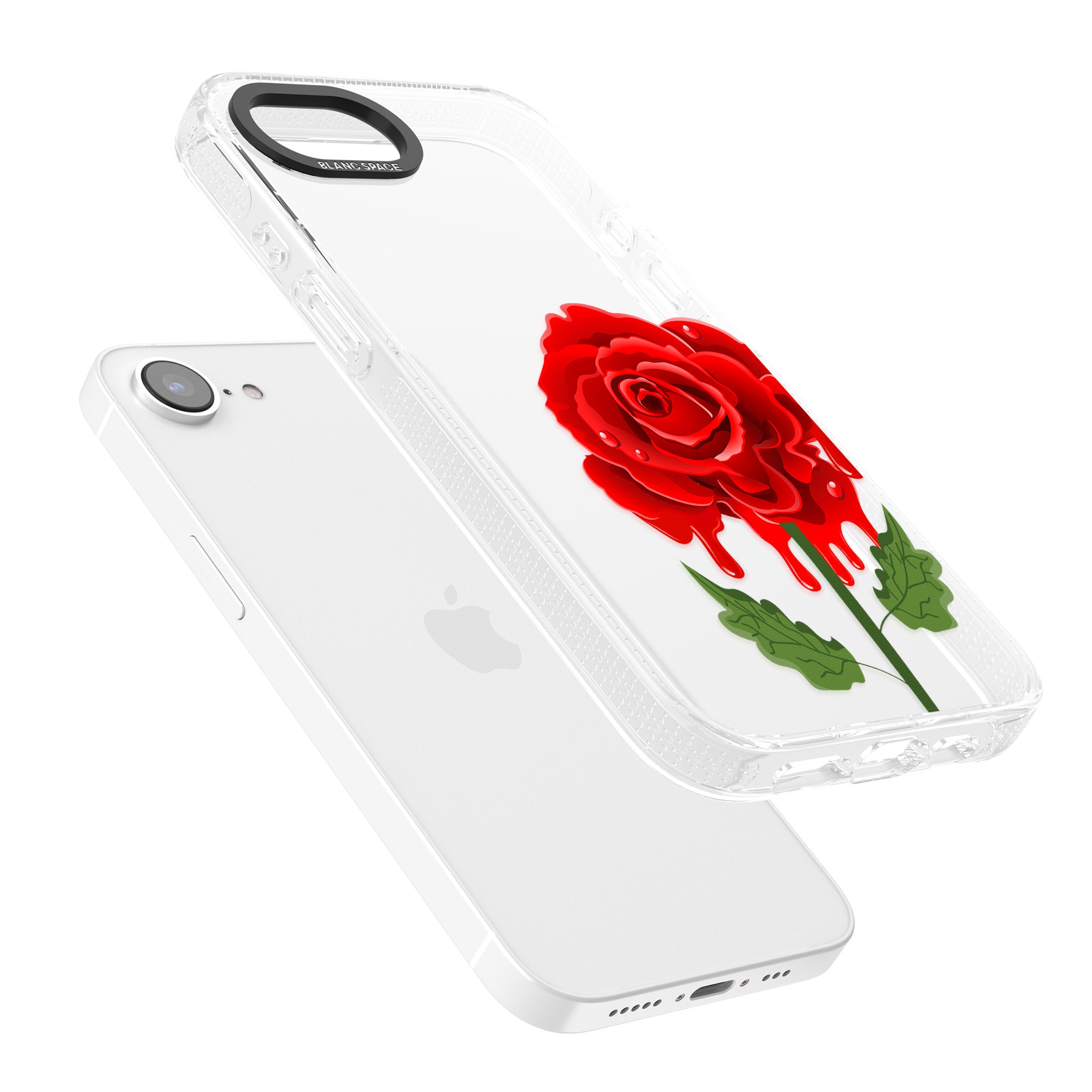 Melting Rose iPhone 16e Clear Case Impact Air - Blanc Space