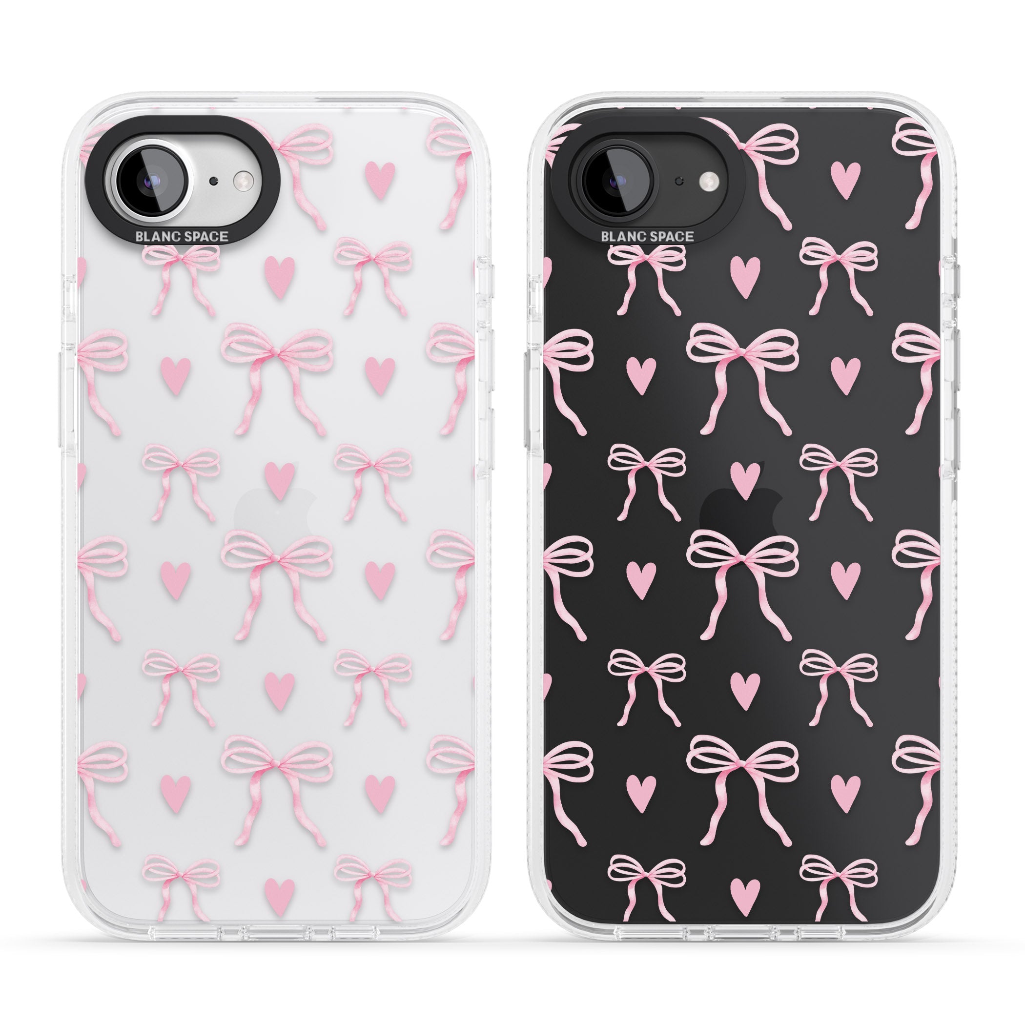 Pink Bows & Hearts iPhone 16e Clear Case Impact Air - Blanc Space