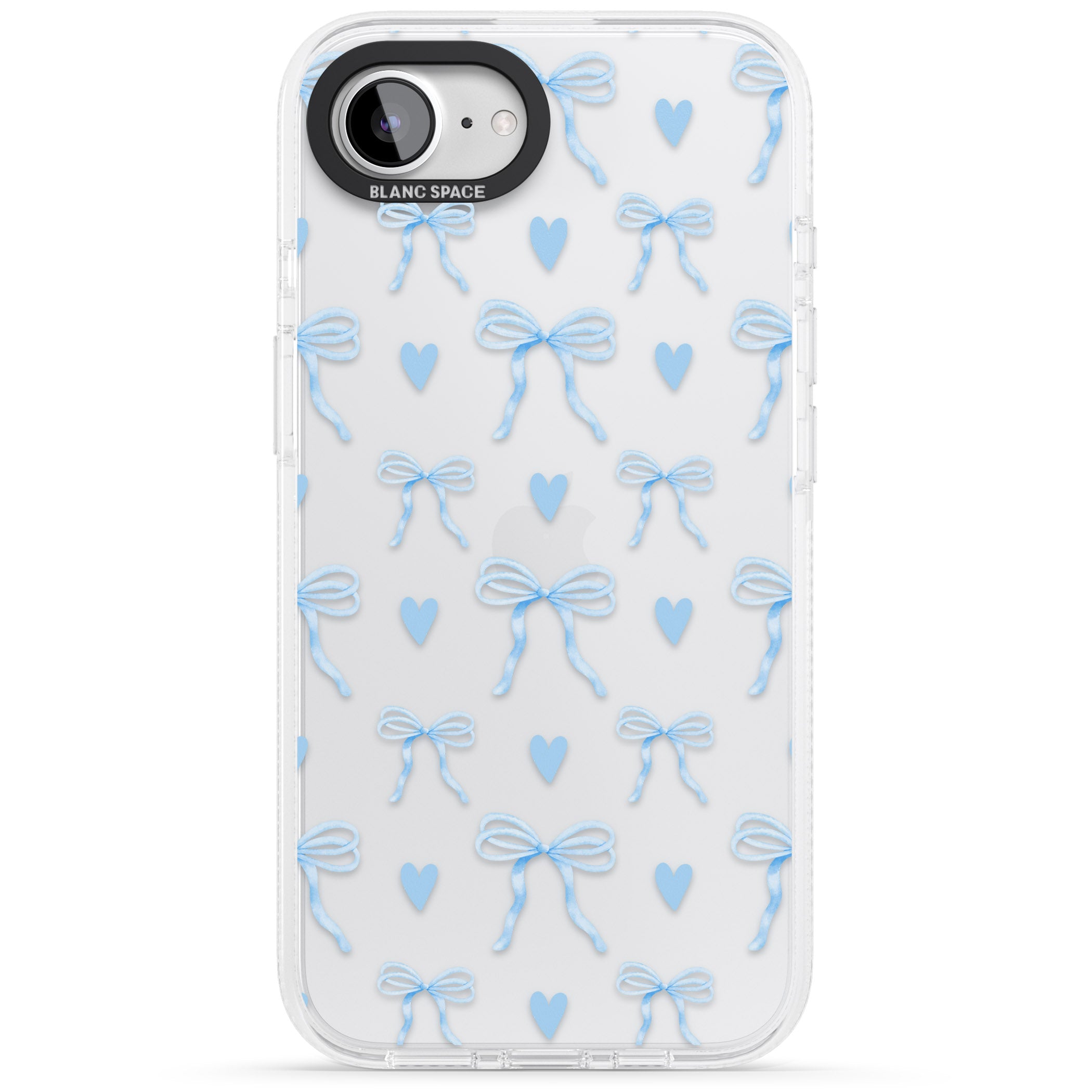 Blue Bows & Hearts iPhone 16e Clear Case Impact Air - Blanc Space