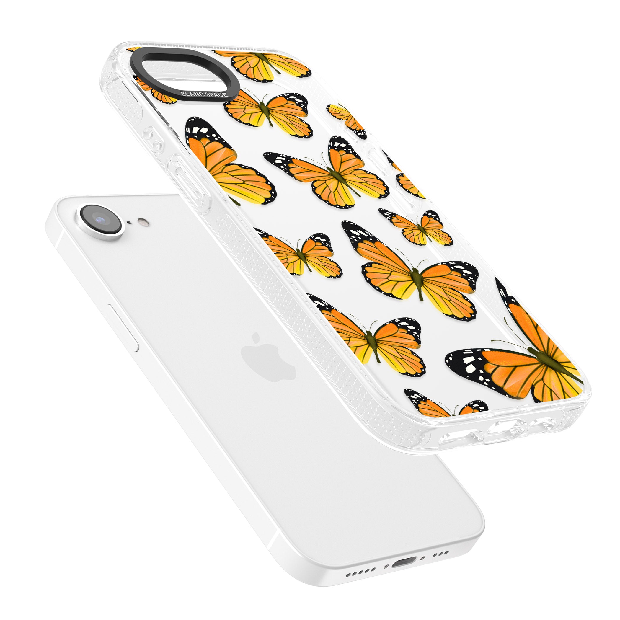 Sun-Yellow Butterflies iPhone 16e Clear Case Impact Air - Blanc Space