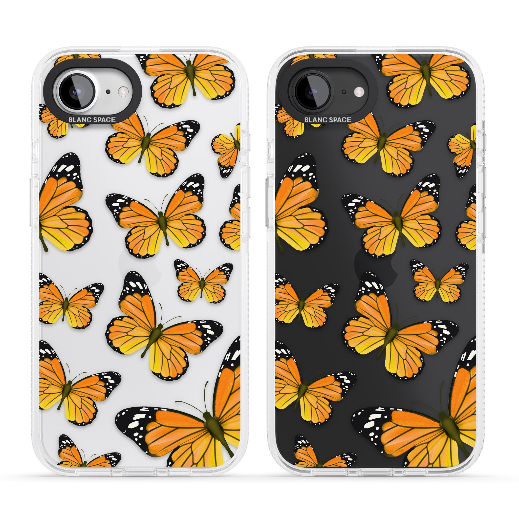 Sun-Yellow Butterflies iPhone 16e Clear Case Impact Air - Blanc Space
