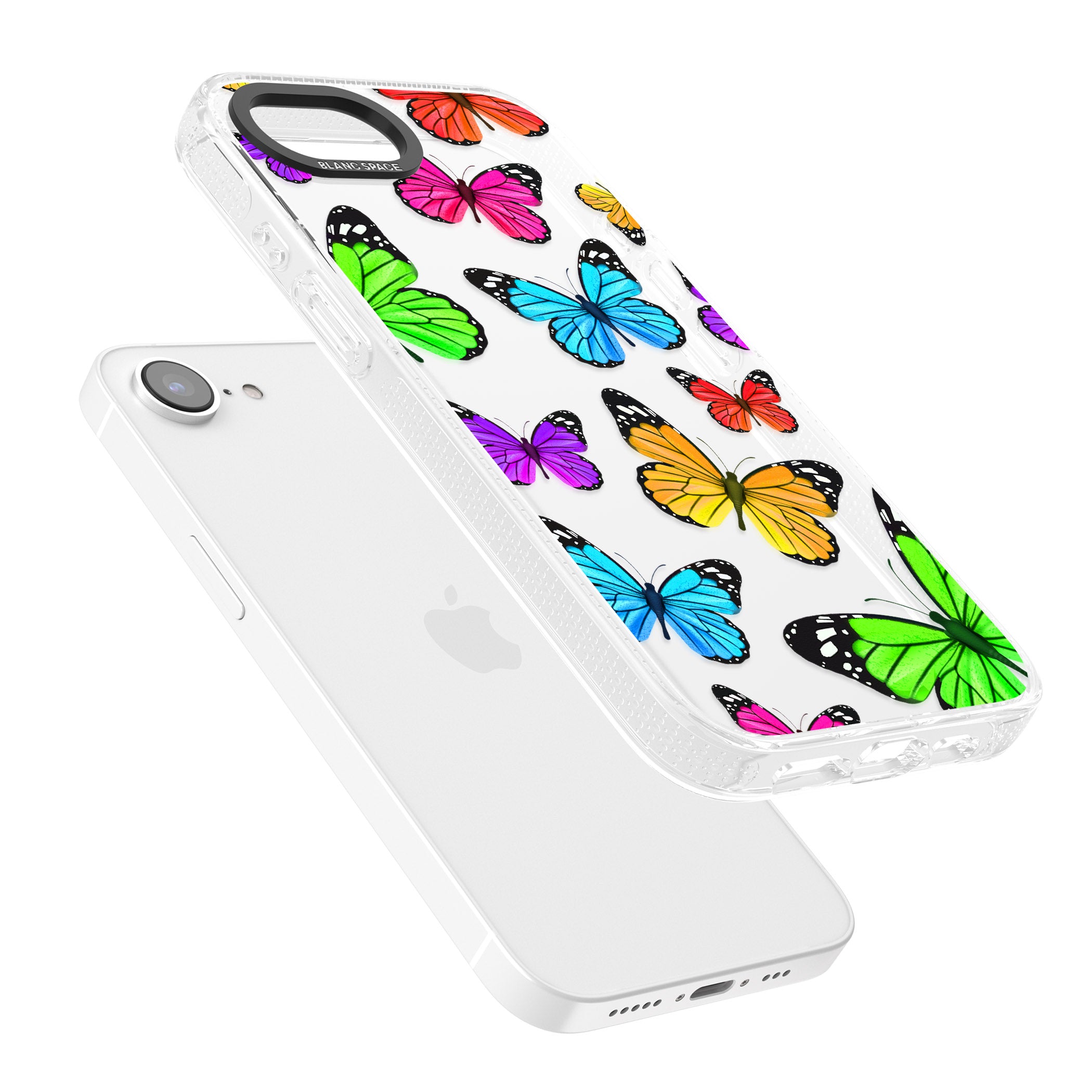 Vibrant Butterflies iPhone 16e Clear Case Impact Air - Blanc Space