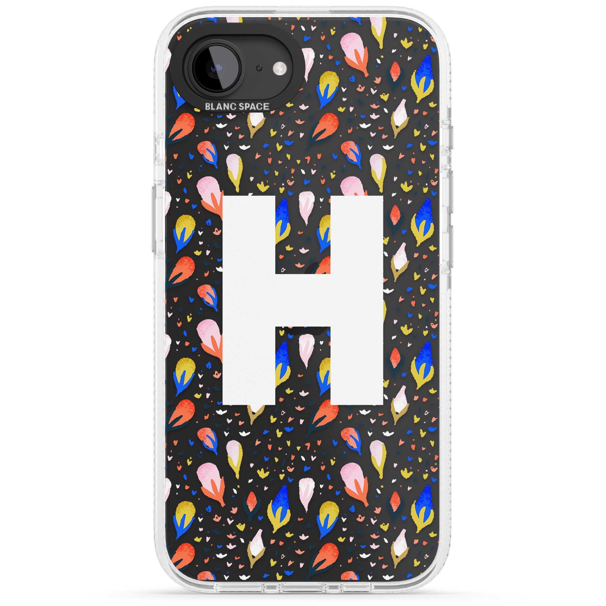 Personalised White Monogram Floral iPhone 16e Clear Case Impact Air - Blanc Space