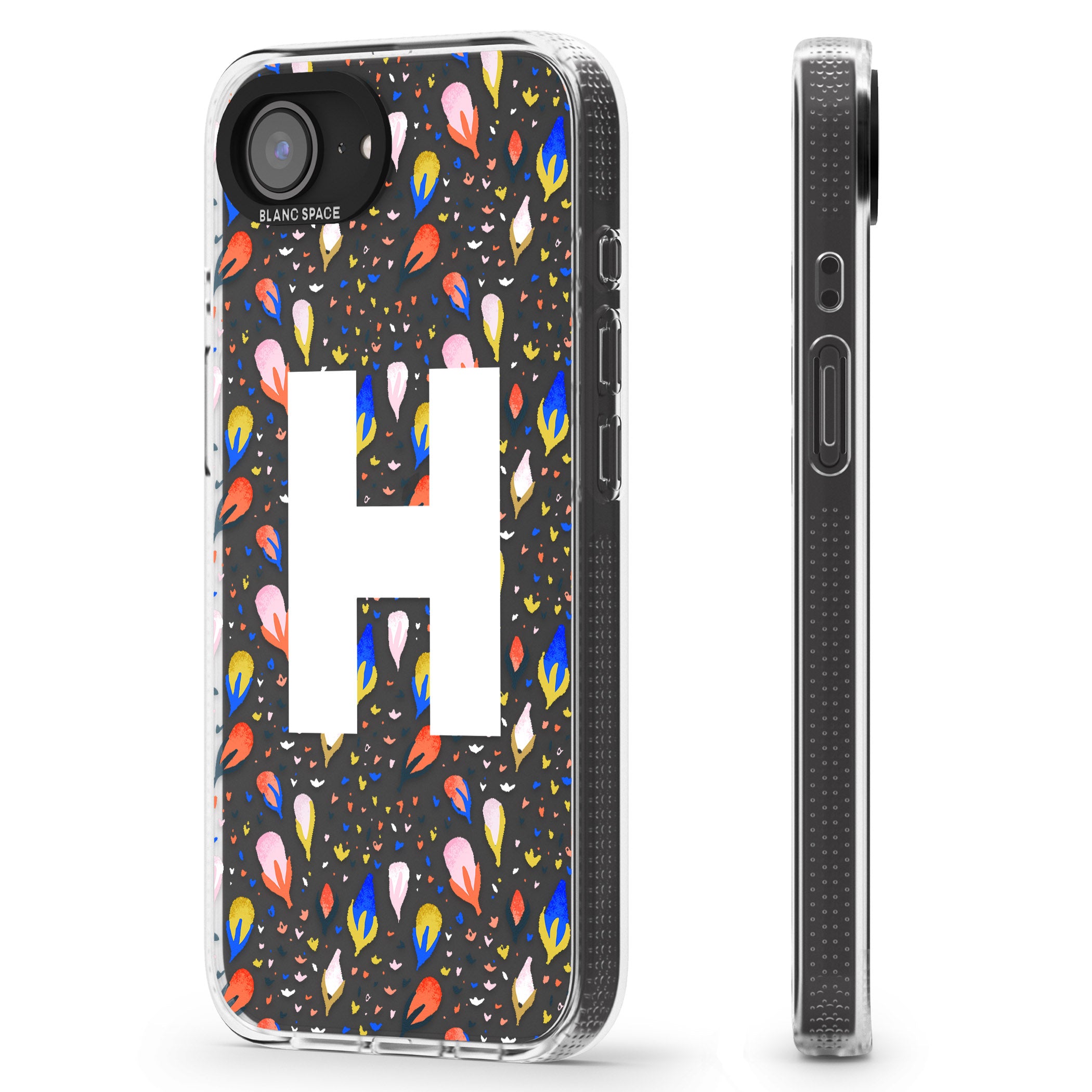 Personalised White Monogram Floral iPhone 16e Clear Case Impact Air - Blanc Space