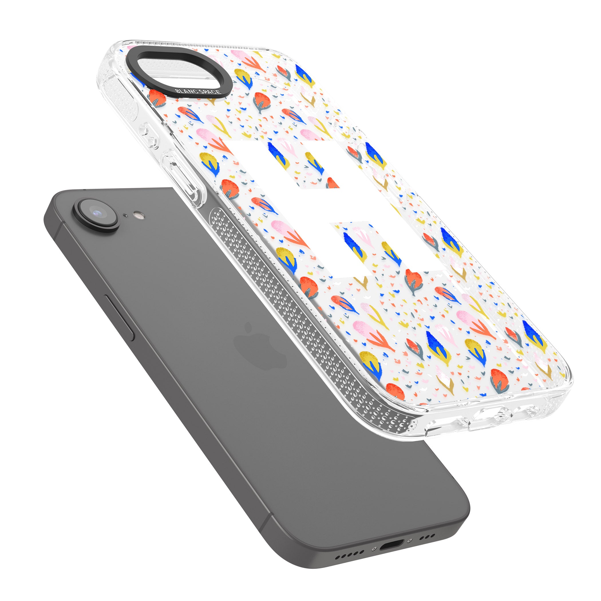 Personalised White Monogram Floral iPhone 16e Clear Case Impact Air - Blanc Space