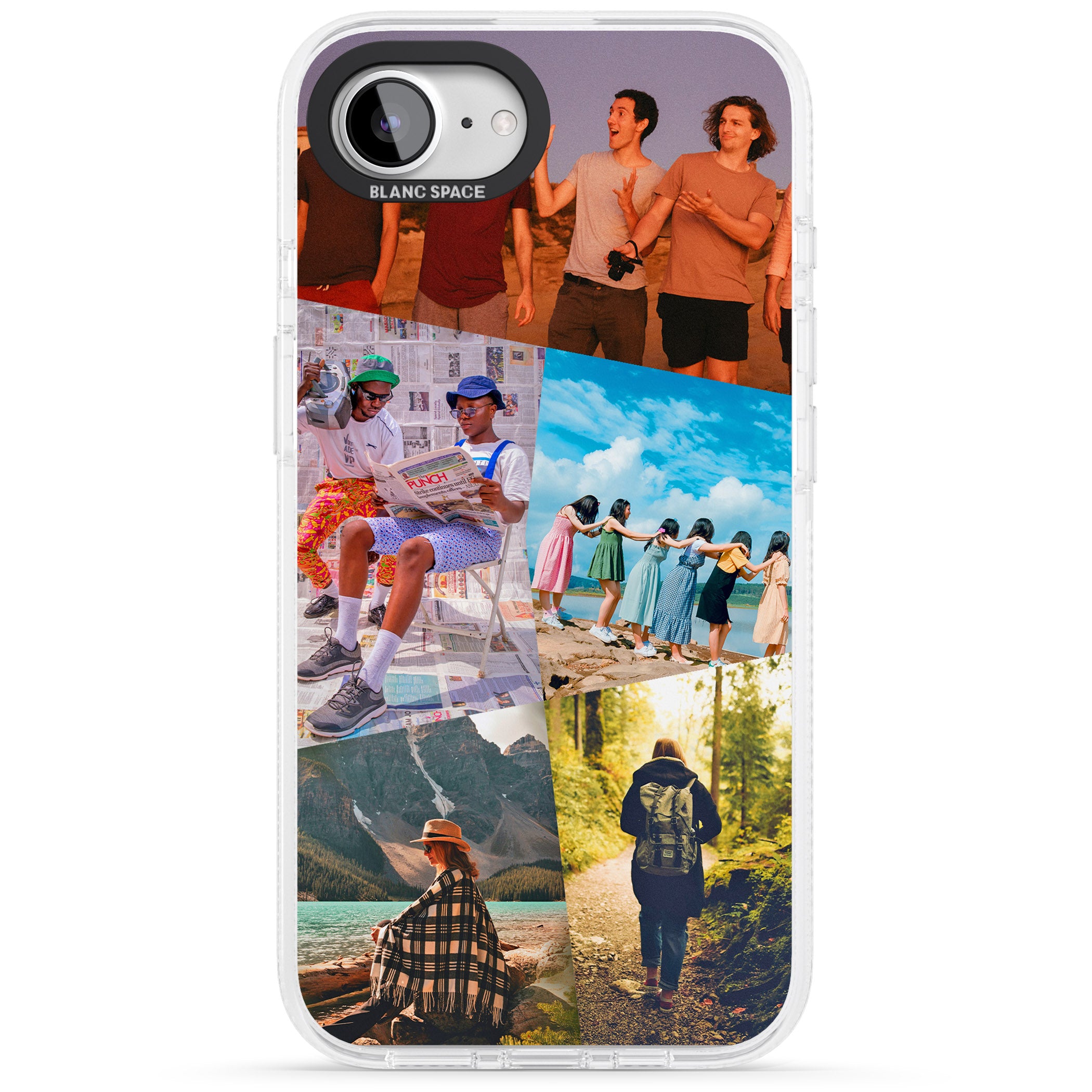 Abstract Photo Grid iPhone 16e Clear Case Impact Air - Blanc Space