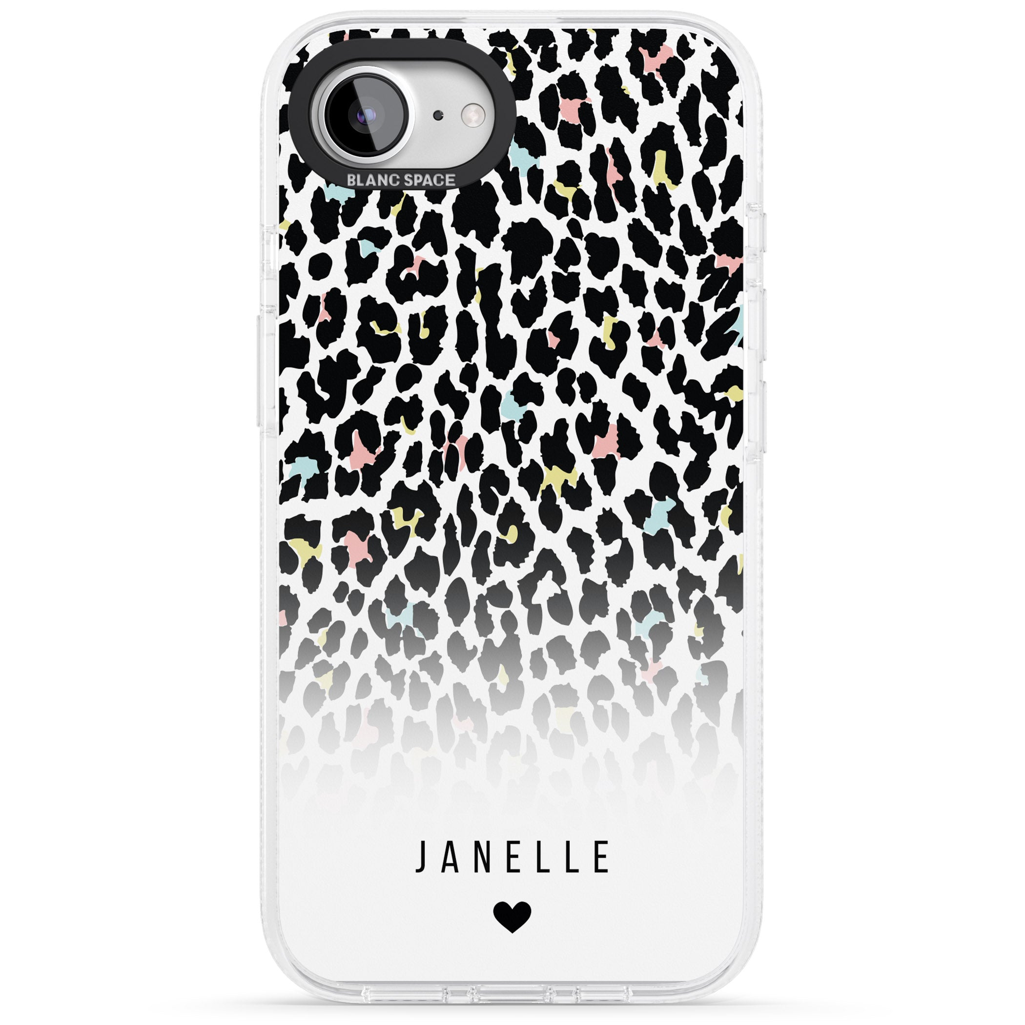 Personalised Pastel Leopard Spots iPhone 16e Clear Case Impact Air - Blanc Space