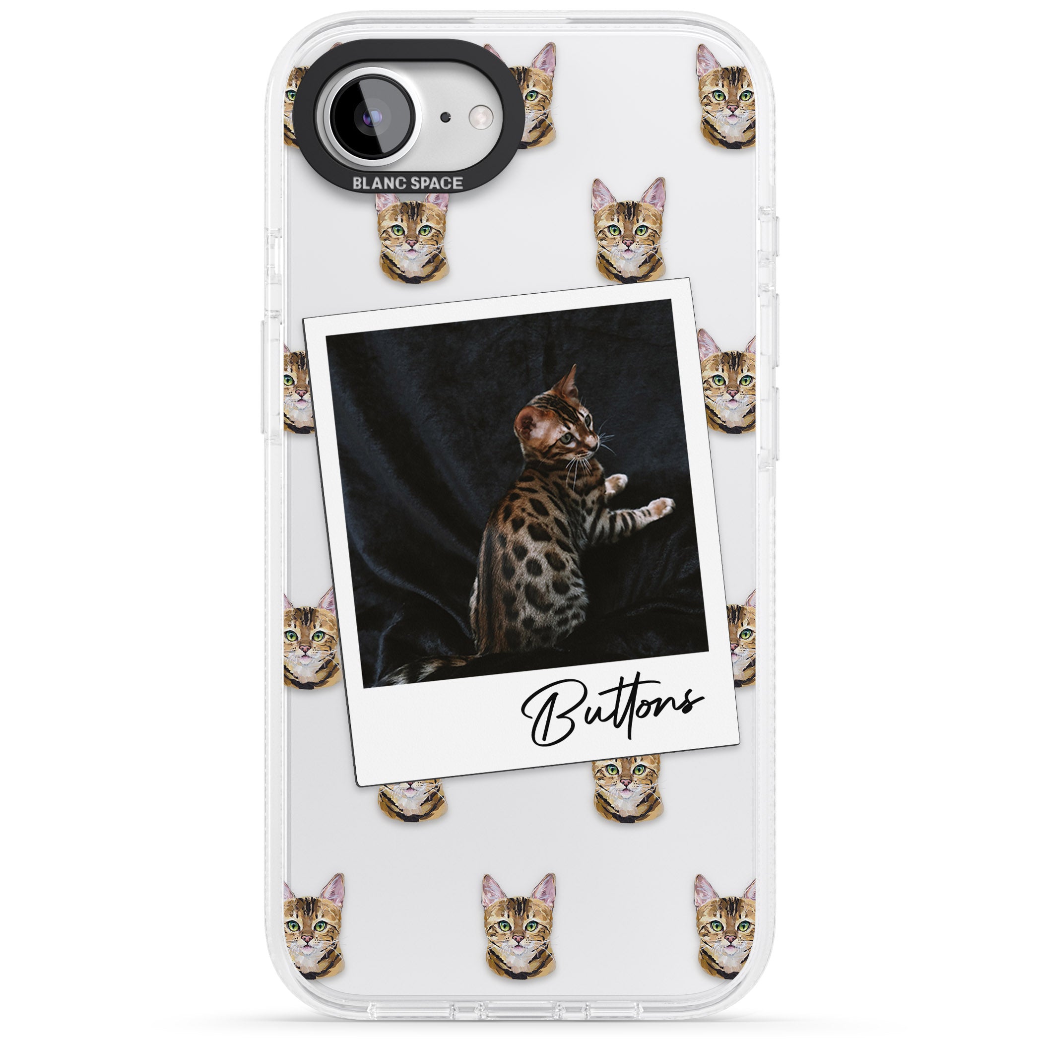 Personalised Bengal Cat Photo iPhone 16e Clear Case Impact Air - Blanc Space