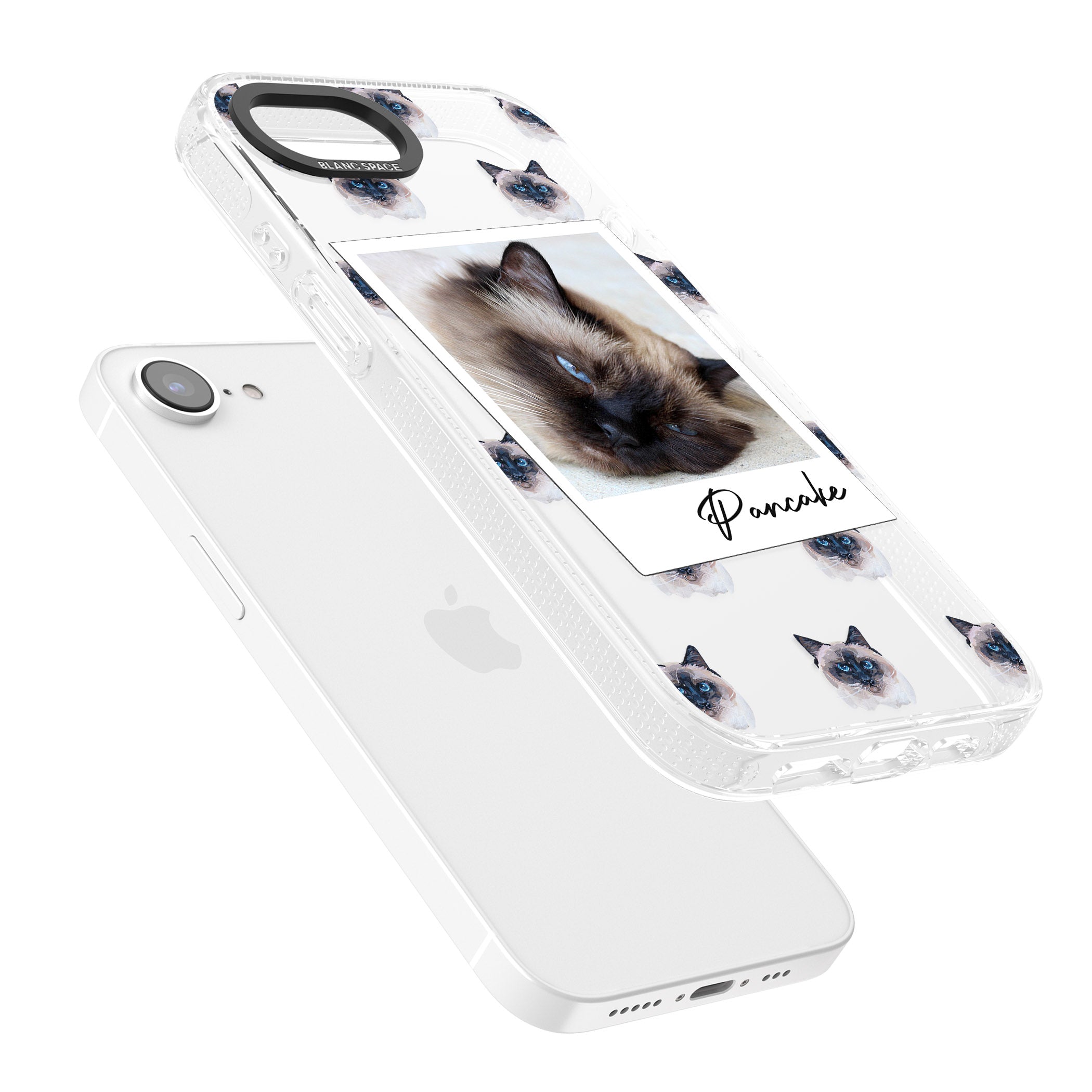 Personalised Burmese Cat Photo iPhone 16e Clear Case Impact Air - Blanc Space
