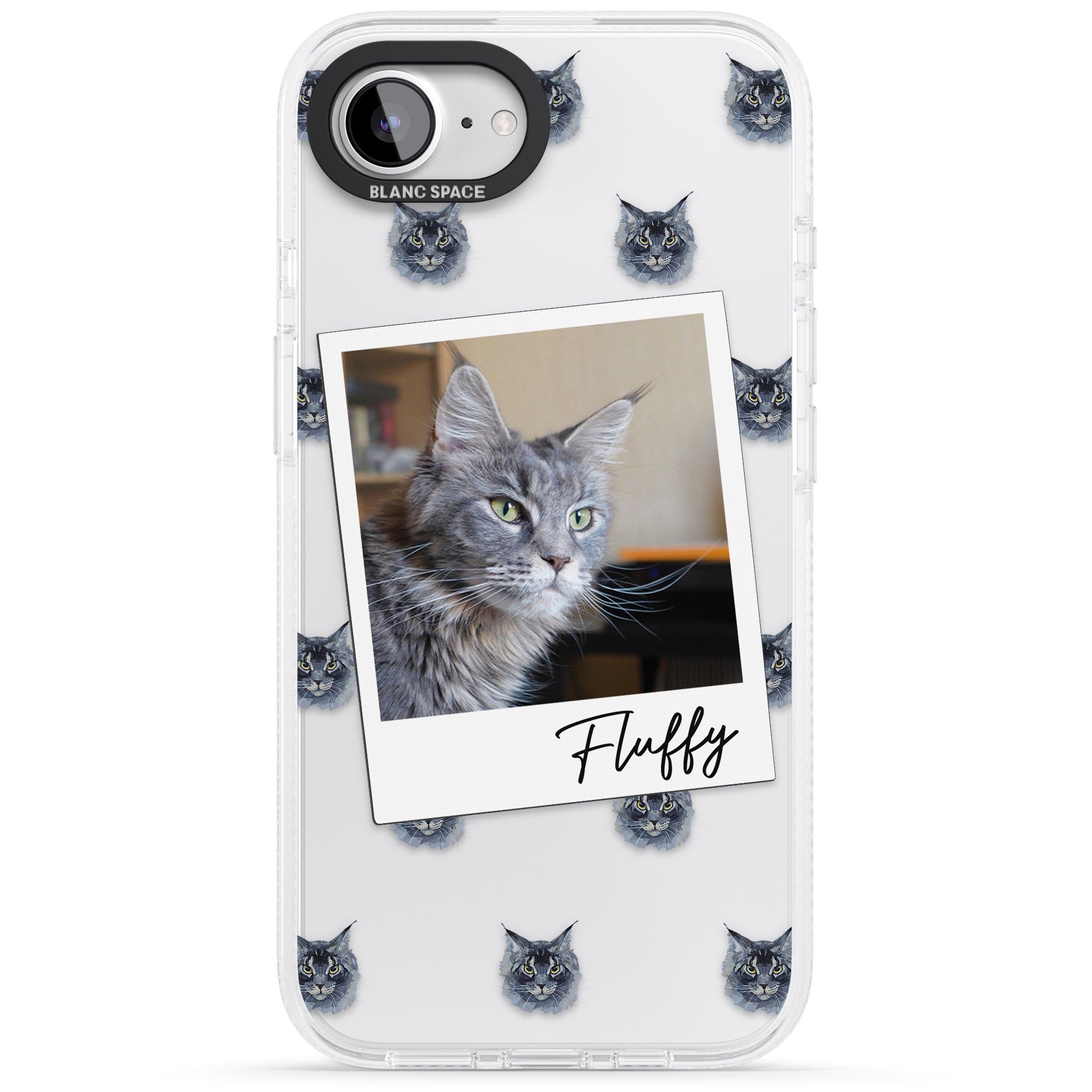 Personalised Maine Coon Photo iPhone 16e Clear Case Impact Air - Blanc Space