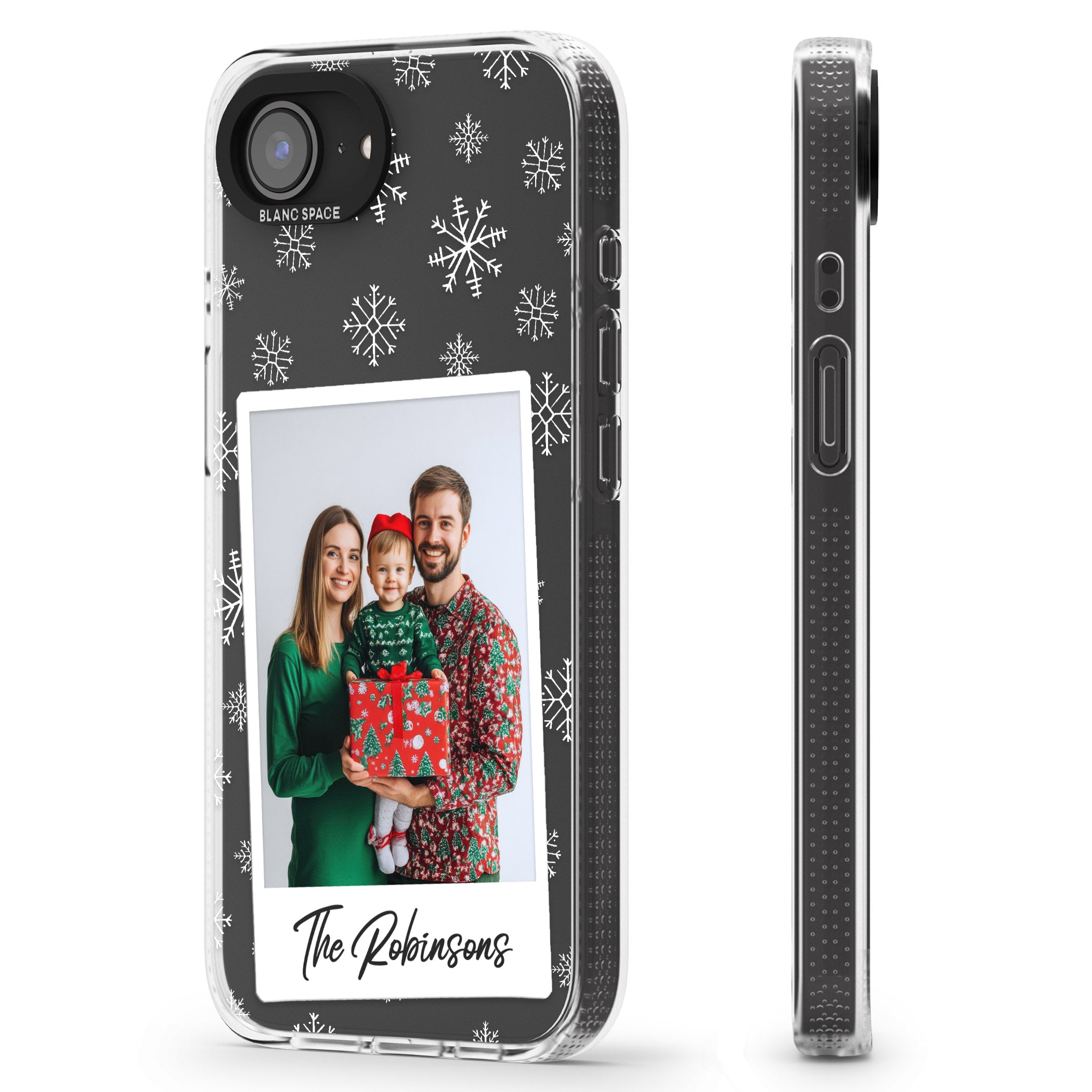Personalised Snowflake Photo iPhone 16e Clear Case Impact Air - Blanc Space