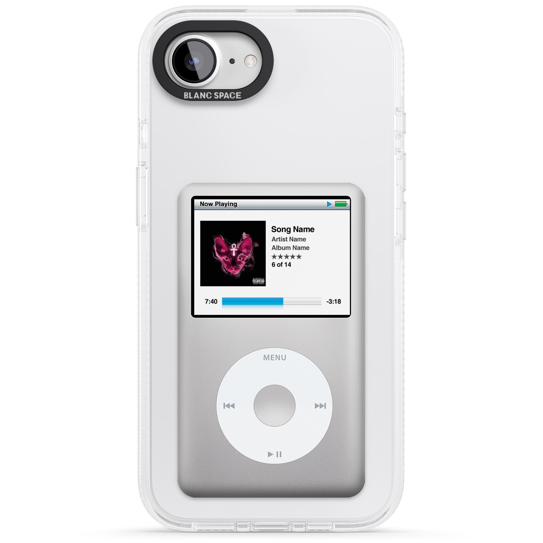 Personalised Classic iPod iPhone 16e Clear Case Impact Air - Blanc Space